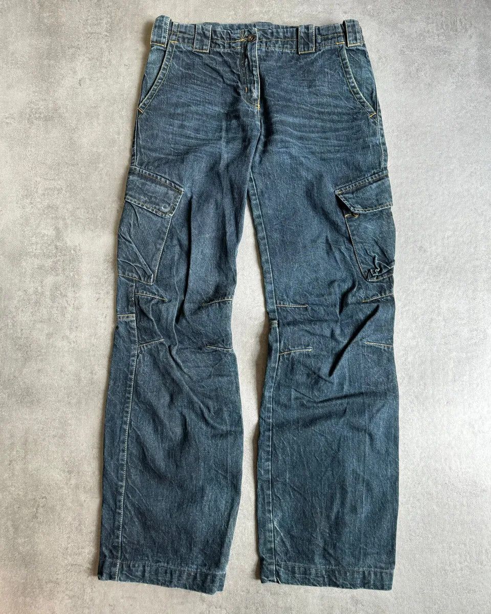 Armani × Designer × Vintage AW2005 Armani Avant-Gardist Blue Cargo Denim Jeans Size US 30 / EU 46 - 2 Thumbnail