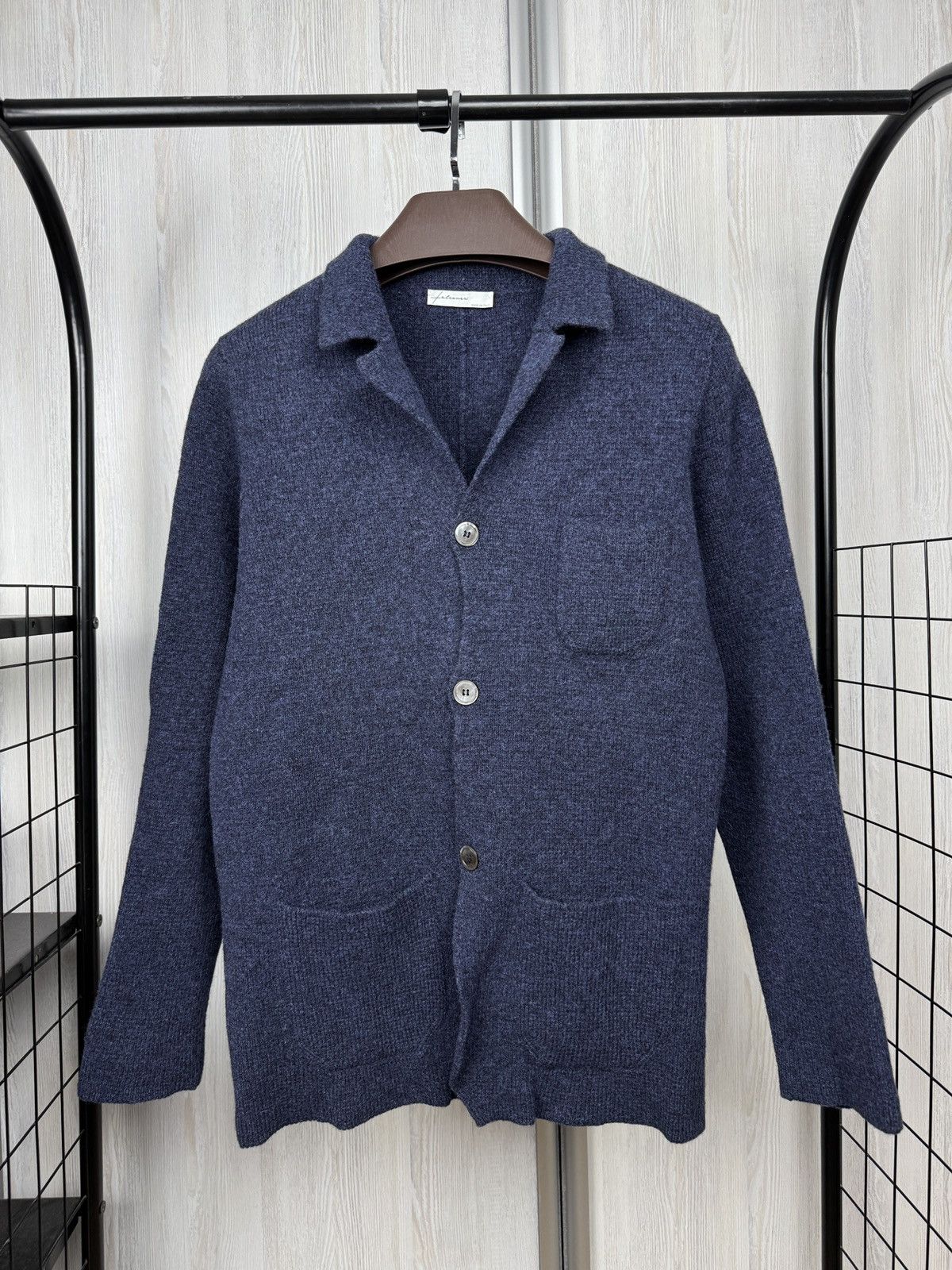Falcone Falconeri blue knitted 3 button blazer cardigan Size 36R - 9 Thumbnail