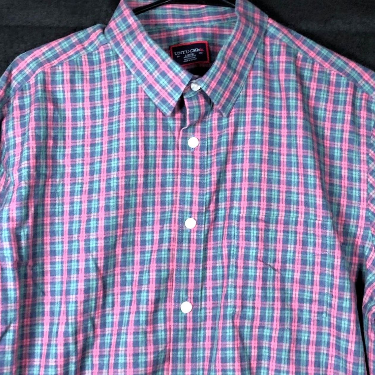 UNTUCKit UNTUCKit Mens Shirt Plaid Collared Button-Down Wrinkle Free 100% Cotton Large Multicolored Blue-White-Black Casual Workwear Mens Size US L / EU 52-54 / 3 - 2 Thumbnail