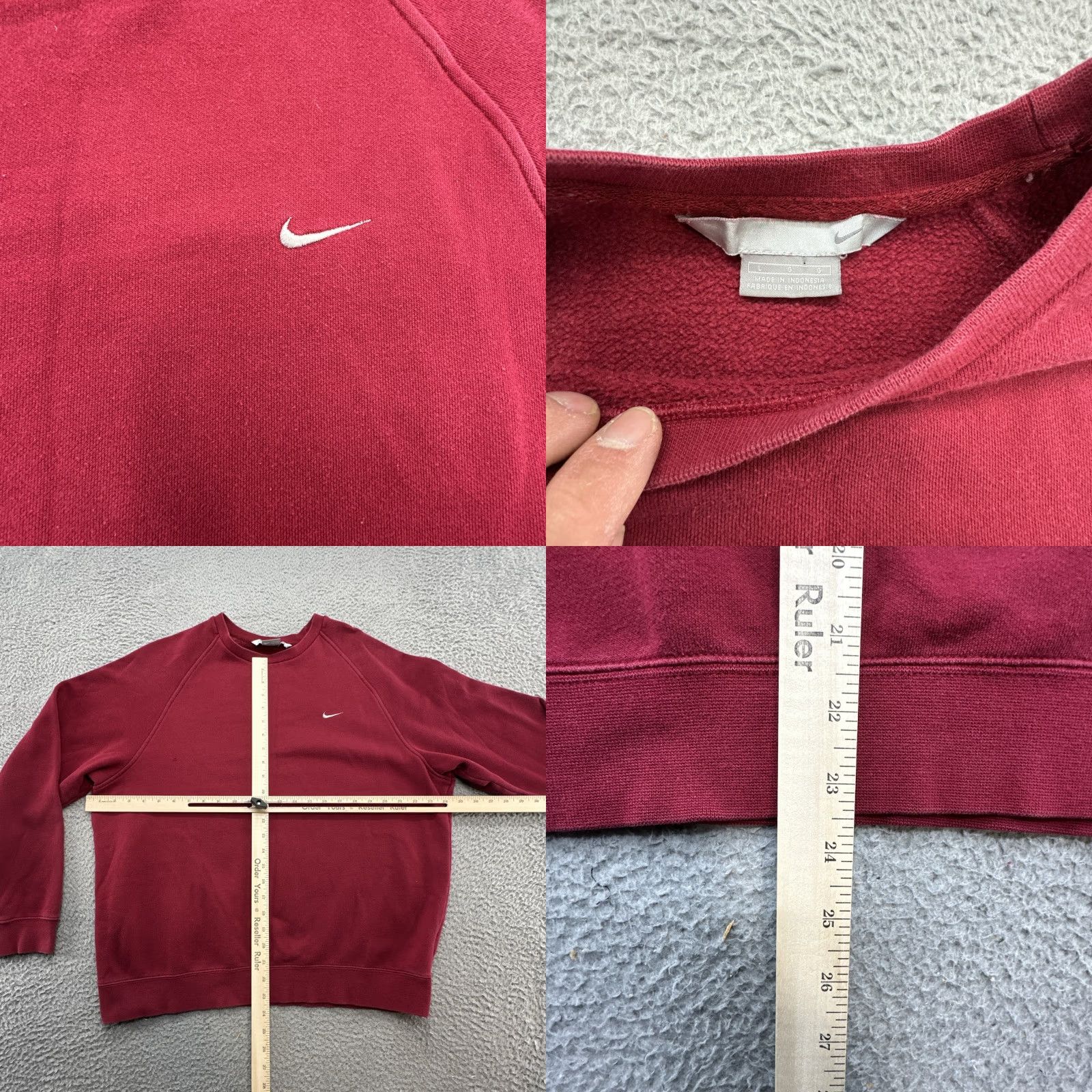 Nike VINTAGE Nike Sweatshirt Crewneck XL Beige Red Logo Embroidered 90s City College USA Mens Sweatshirt Size US L / EU 52-54 / 3 - 8 Thumbnail