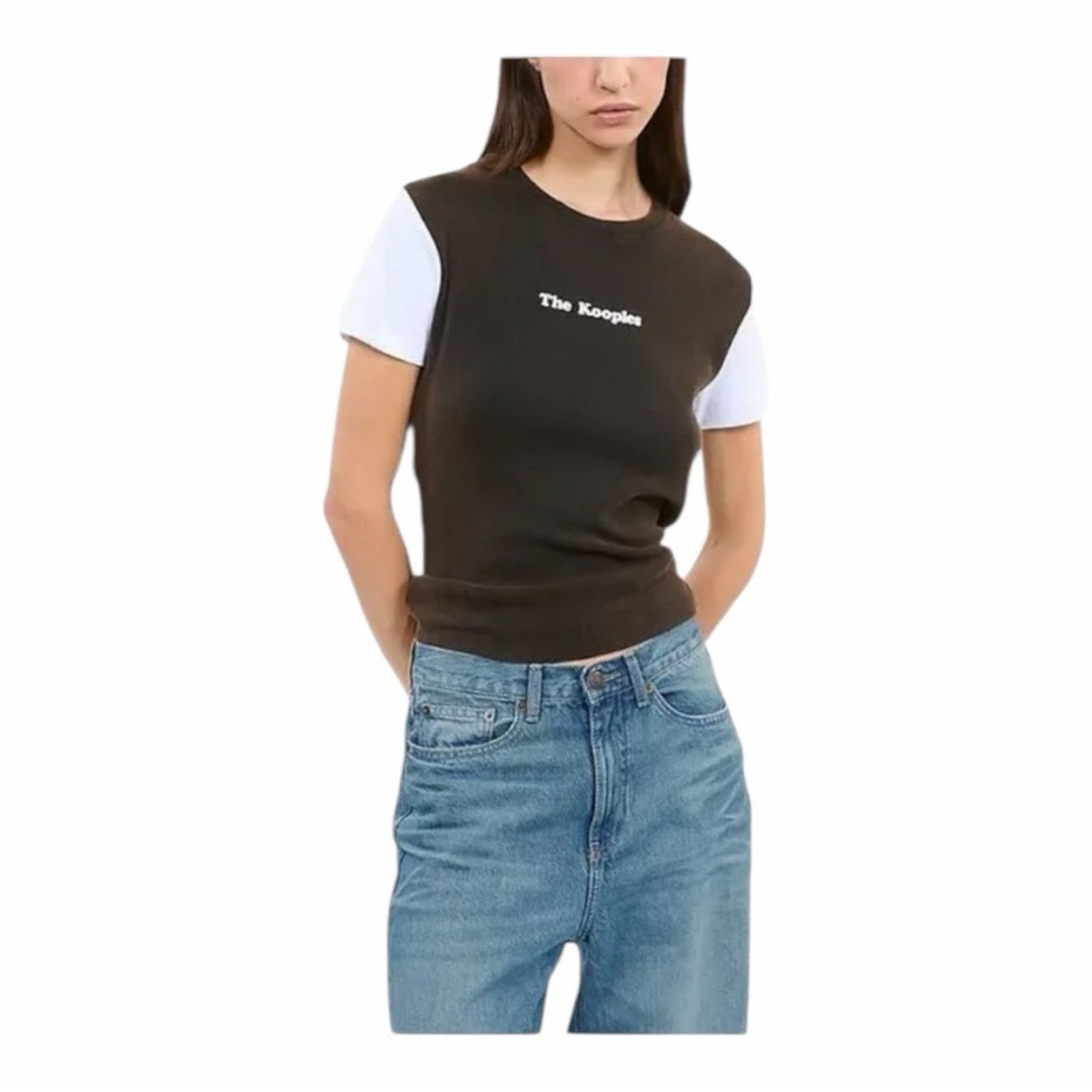 The Kooples The Kooples Logo T-Shirt Brown Cotton White S/S Size 1 NWT Size S / US 4 / IT 40 - 1 Thumbnail