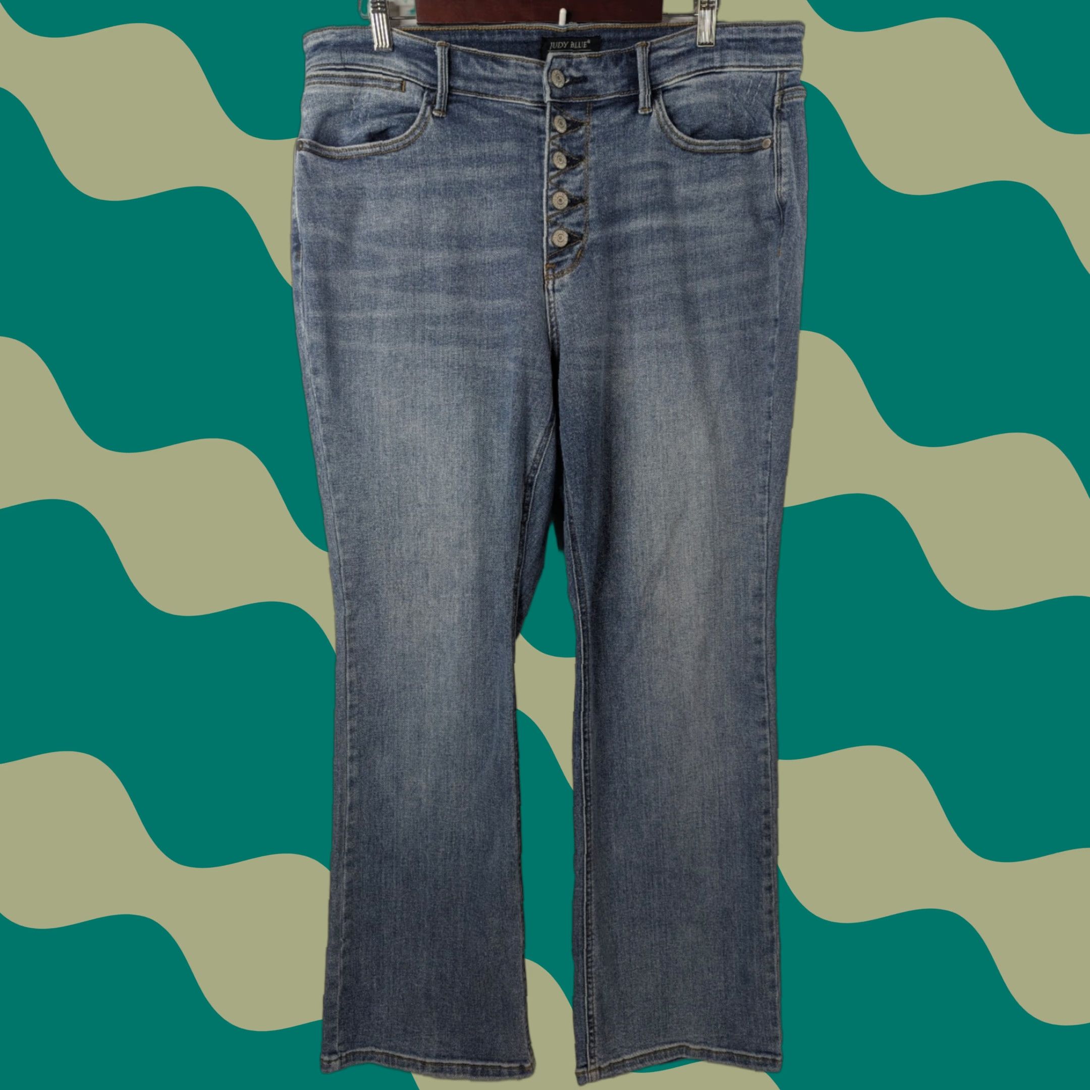 Vintage Judy Blue Jeans Boot Cut Button Fly Women's 16W High Rise Stretch JB82551MD Size 38" / US 16 / IT 52 - 1 Thumbnail