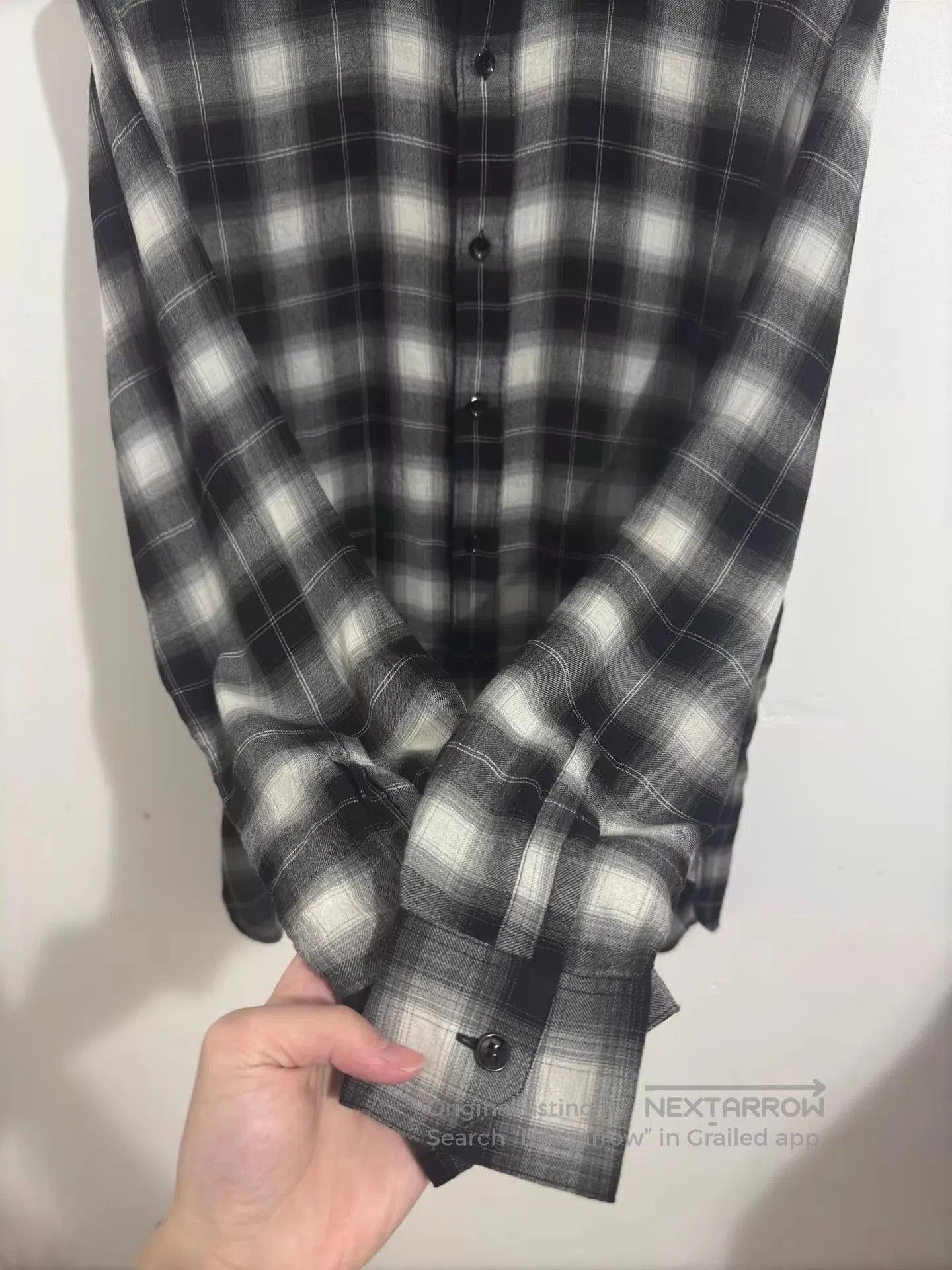 Saint Laurent Paris Black and White Plaid Long-Sleeve Button-Up Shirt. Size US M / EU 48-50 / 2 - 4 Thumbnail