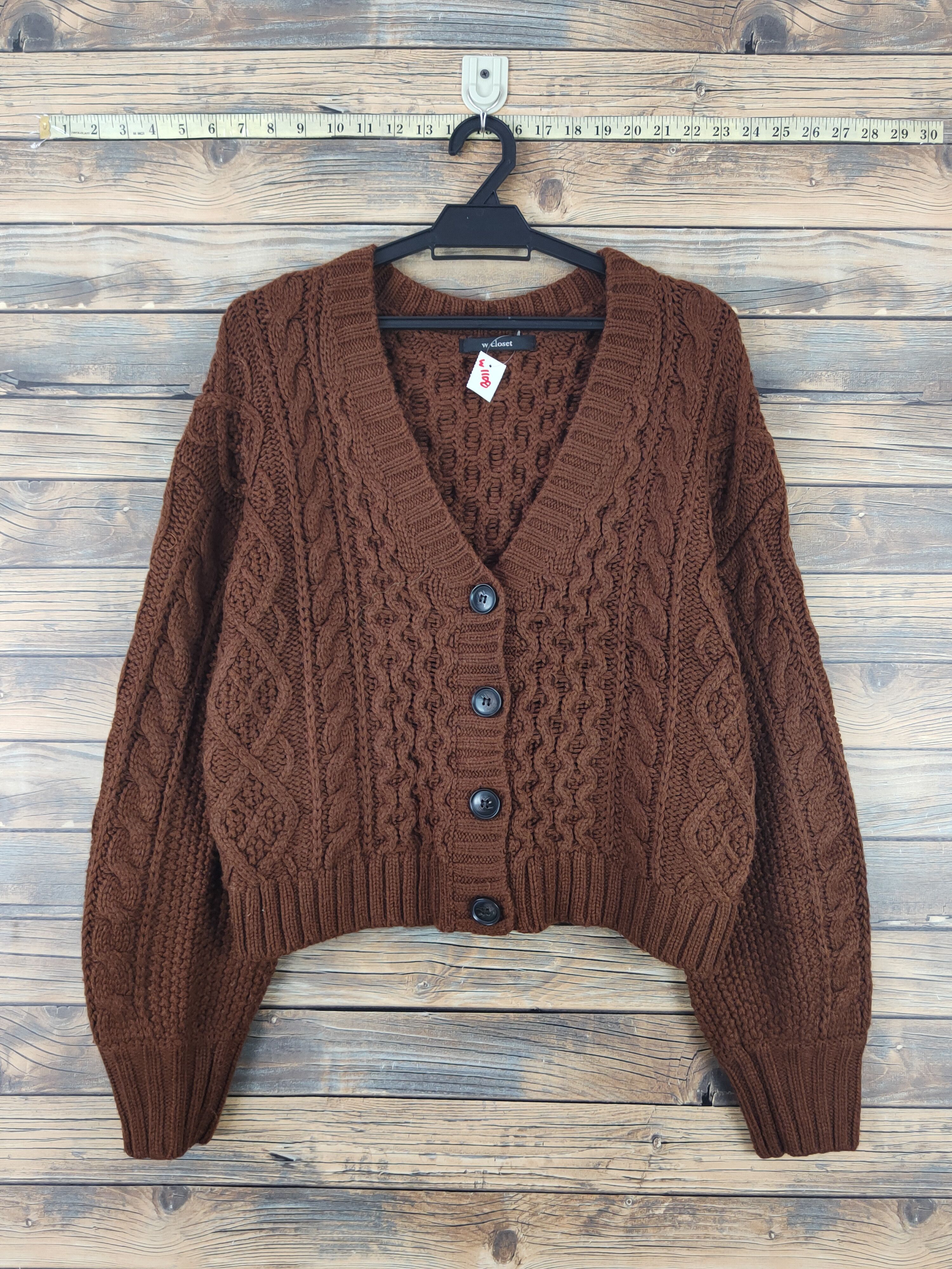 Aran Isles Knitwear W Closet Dark Brown Knitwear Cardigan Crop Tops #W1108 Size M / US 6-8 / IT 42-44 - 1 Thumbnail