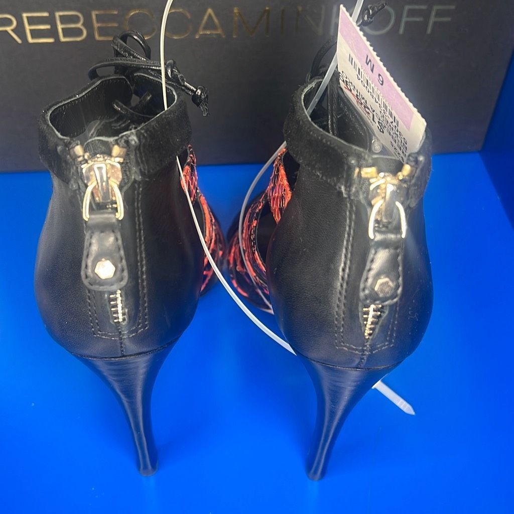 Rebecca Minkoff Nib Rebecca Minkoff Black Red Snake Print Lace High Heels Booties 36 / 6 Size US 6 / IT 36 - 5 Thumbnail
