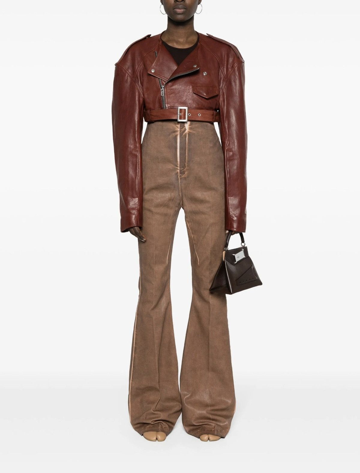 Rick Owens $3,500 Cropped leather biker jacket Size US S / EU 44-46 / 1 - 2 Thumbnail