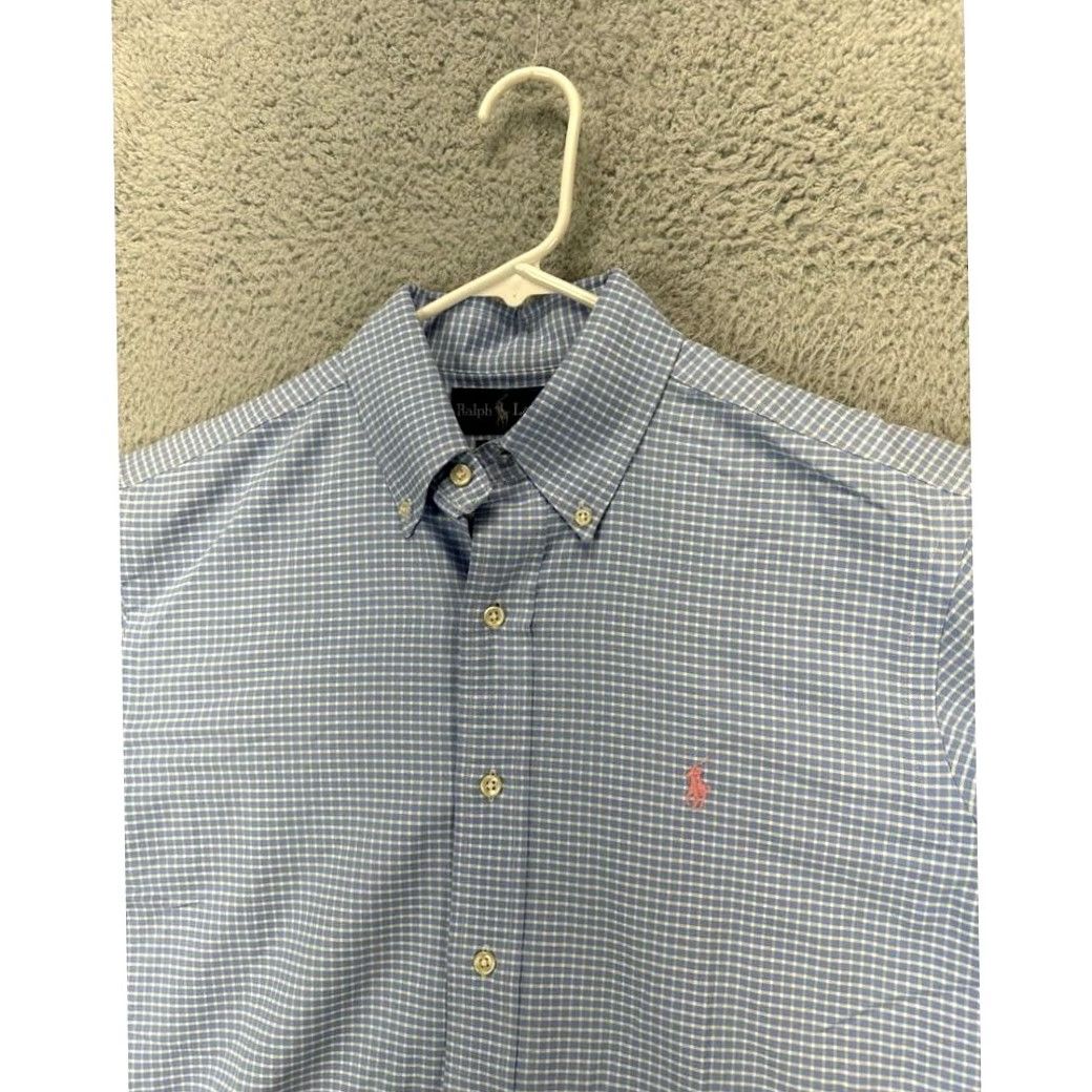 Ralph Lauren VINTAGE Ralph Lauren Shirt Mens Medium Blue Grid Check Pink Pony Classic Fit Button Down Size US M / EU 48-50 / 2 - 6 Thumbnail