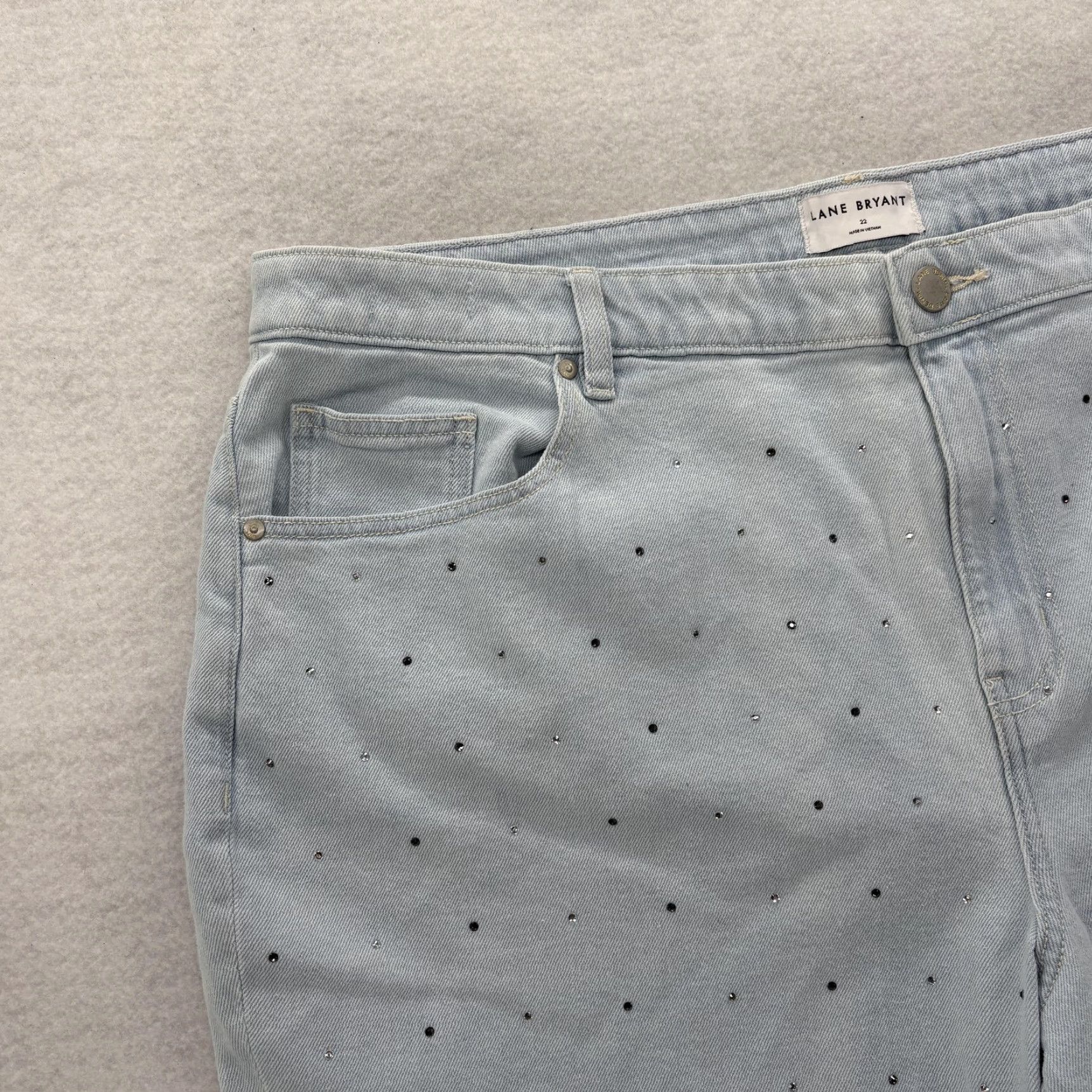 Vintage Lane Bryant Boyfriend Capri Jeans Womens Plus 22 Light Wash Studded Denim Pants Capsri Capri Polka Dot Size 40" / US 18 - 2 Thumbnail