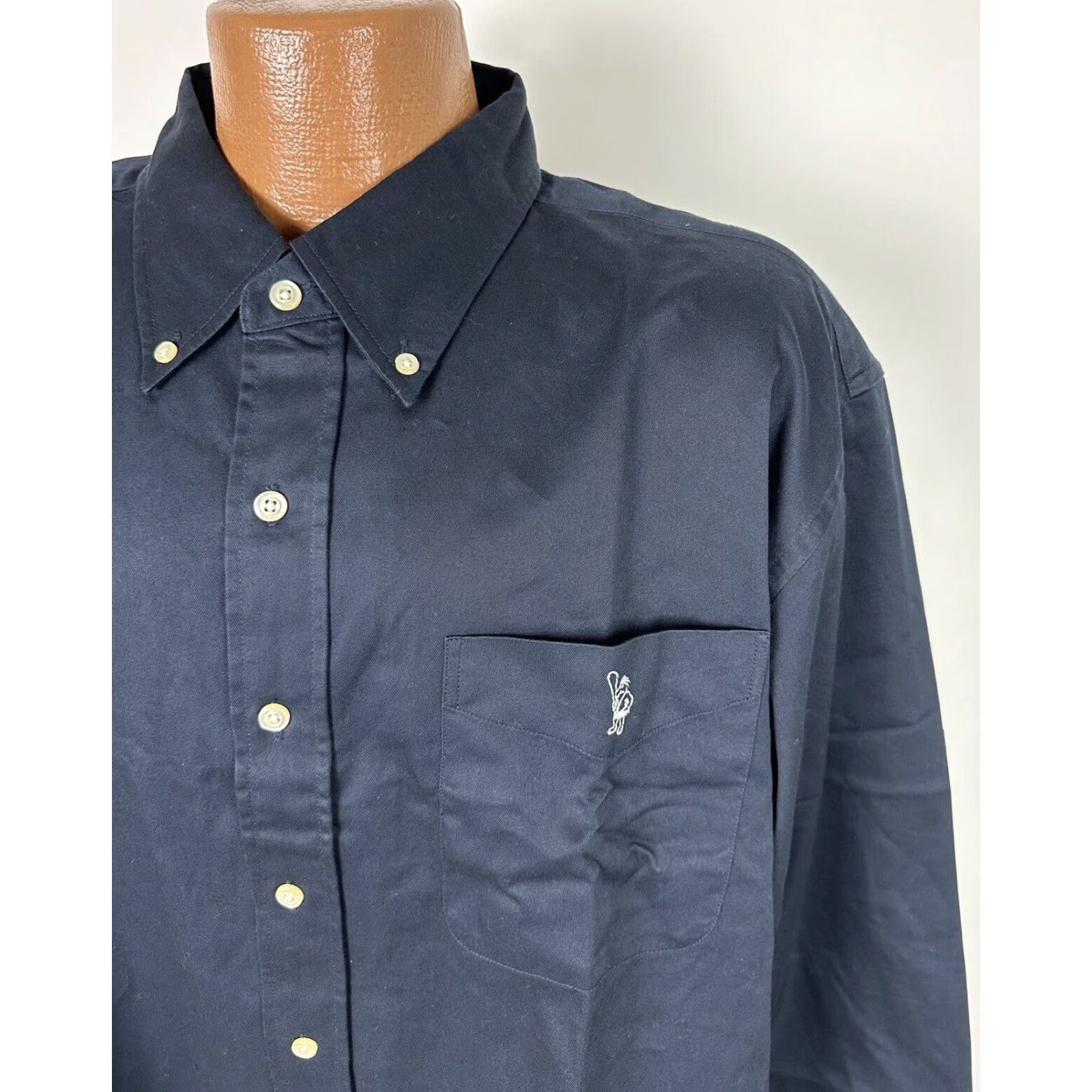 Vintage CAVEMAN COTTON TWILL BUTTON-DOWN SHIRT MEN L TALL NAVY LONG SLEEVE CASUAL MENS Size US L / EU 52-54 / 3 - 3 Thumbnail