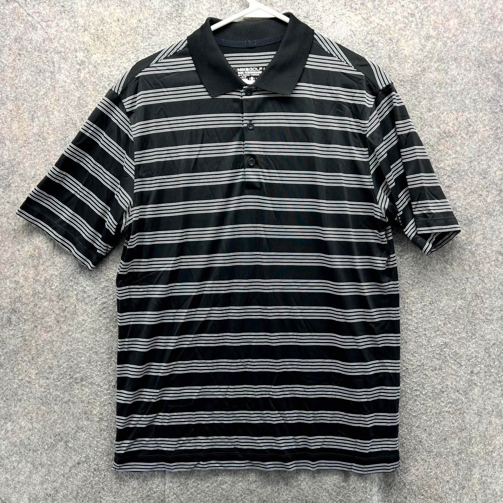 Nike Nike Polo Shirt Mens Medium Black White Striped Dri-Fit Tour Performance Golf Size US M / EU 48-50 / 2 - 2 Thumbnail