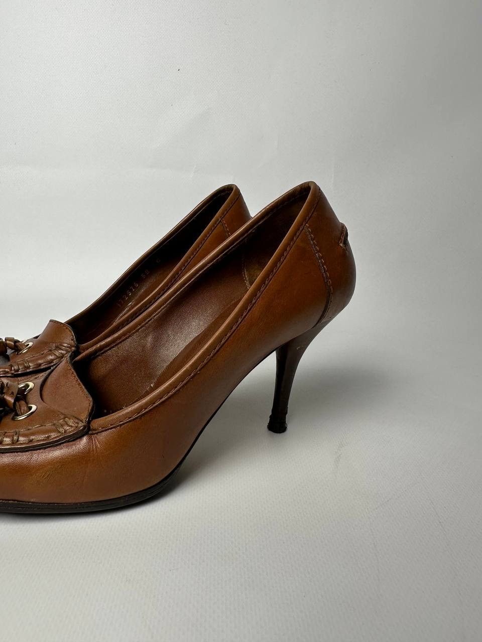 Gucci Gucci Brown Leather Vintage Heels Bamboo Detail Pumps Size US 8 / IT 38 - 4 Thumbnail
