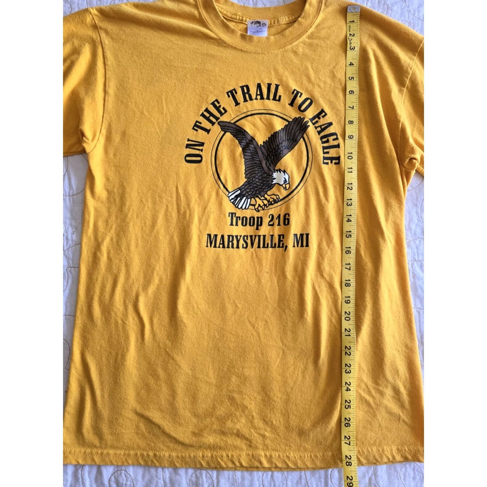 Gildan VINTAGE 90s Y2K Eagle Scouts Tshirt Marysville Michigan Adult Large Yellow Gildan Graphic Tee Unisex Short Sleeve Men's Womens Size US L / EU 52-54 / 3 - 7 Thumbnail