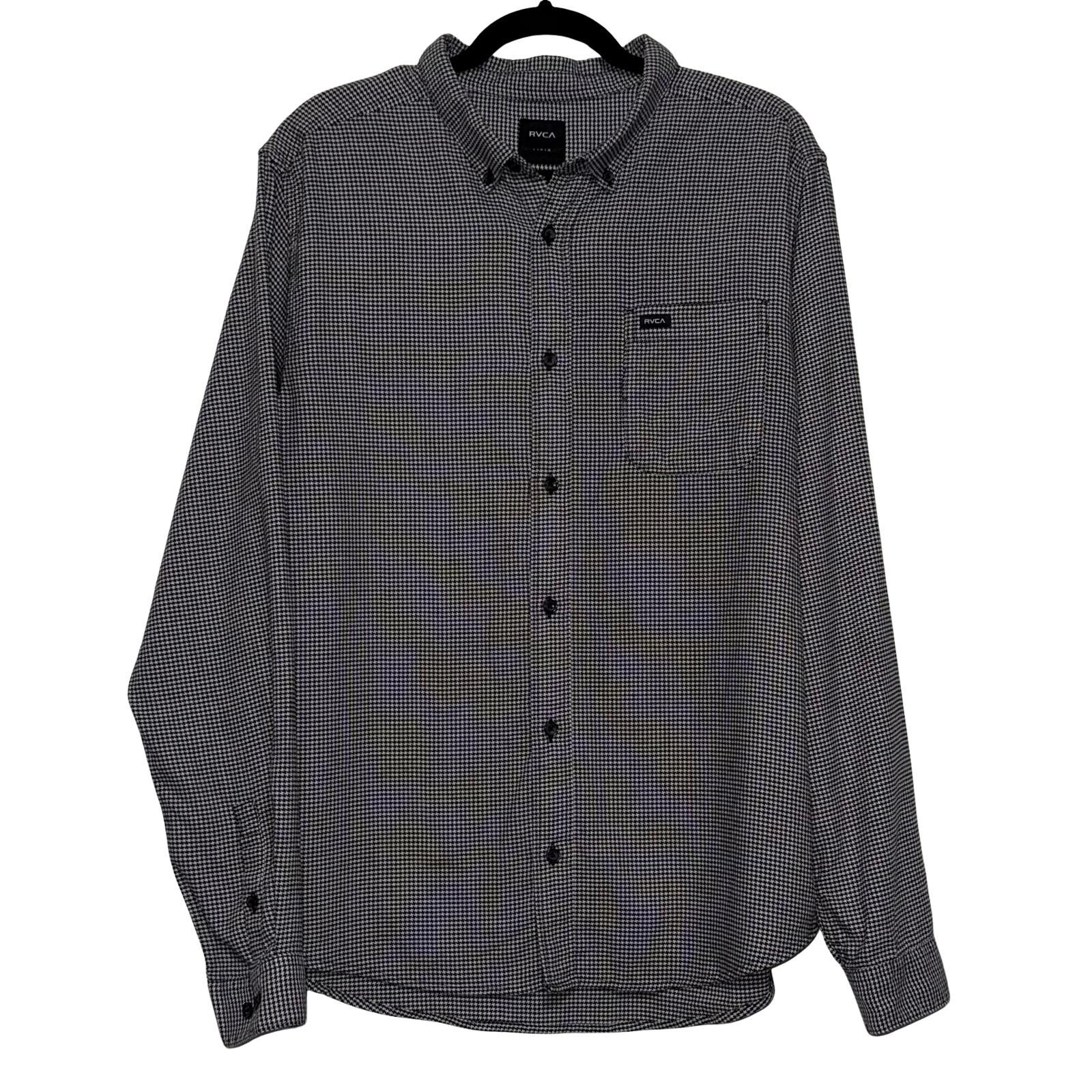 RVCA NWOT RVCA Mens Houndstooth Long Sleeve Button-Front Shirt Size US L / EU 52-54 / 3 - 1 Thumbnail