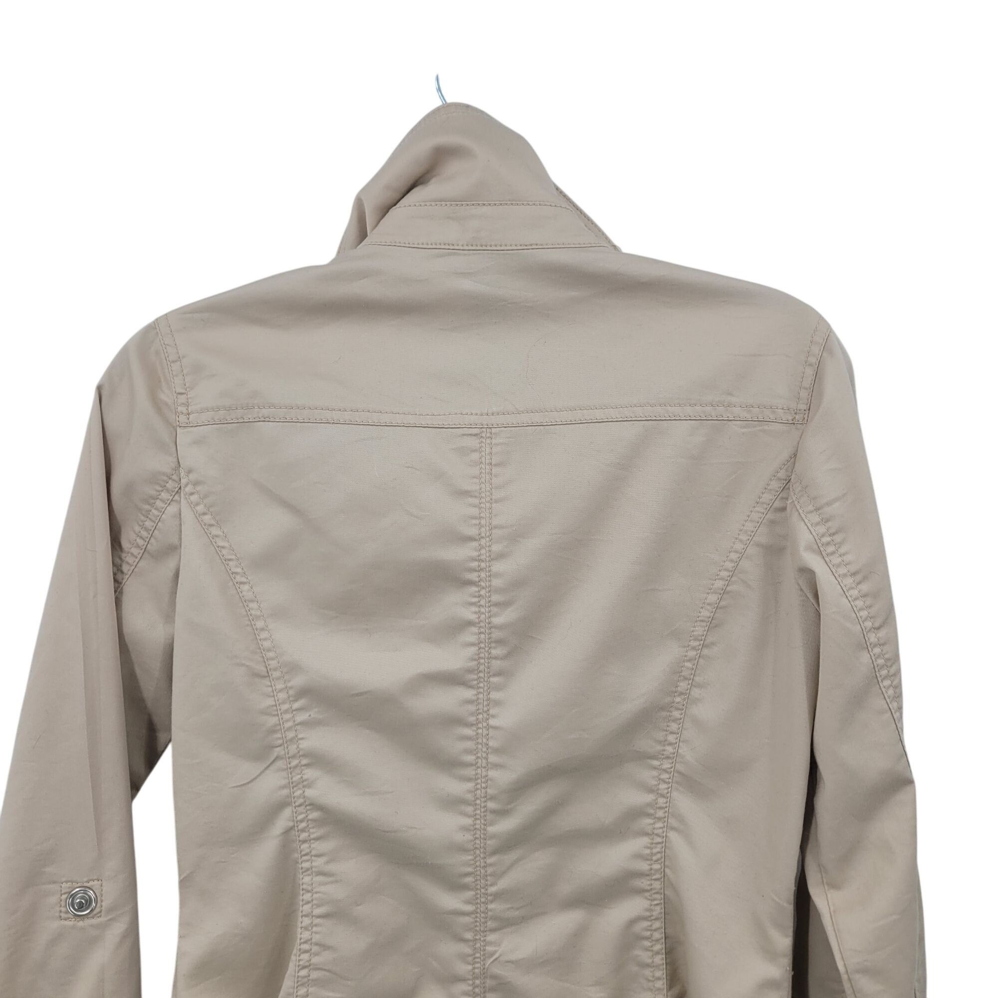 White House Black Market WHBM Womens Cream Lightweight Jacket 2 Ruched Cotton Zip Ne Size S / US 4 / IT 40 - 5 Thumbnail