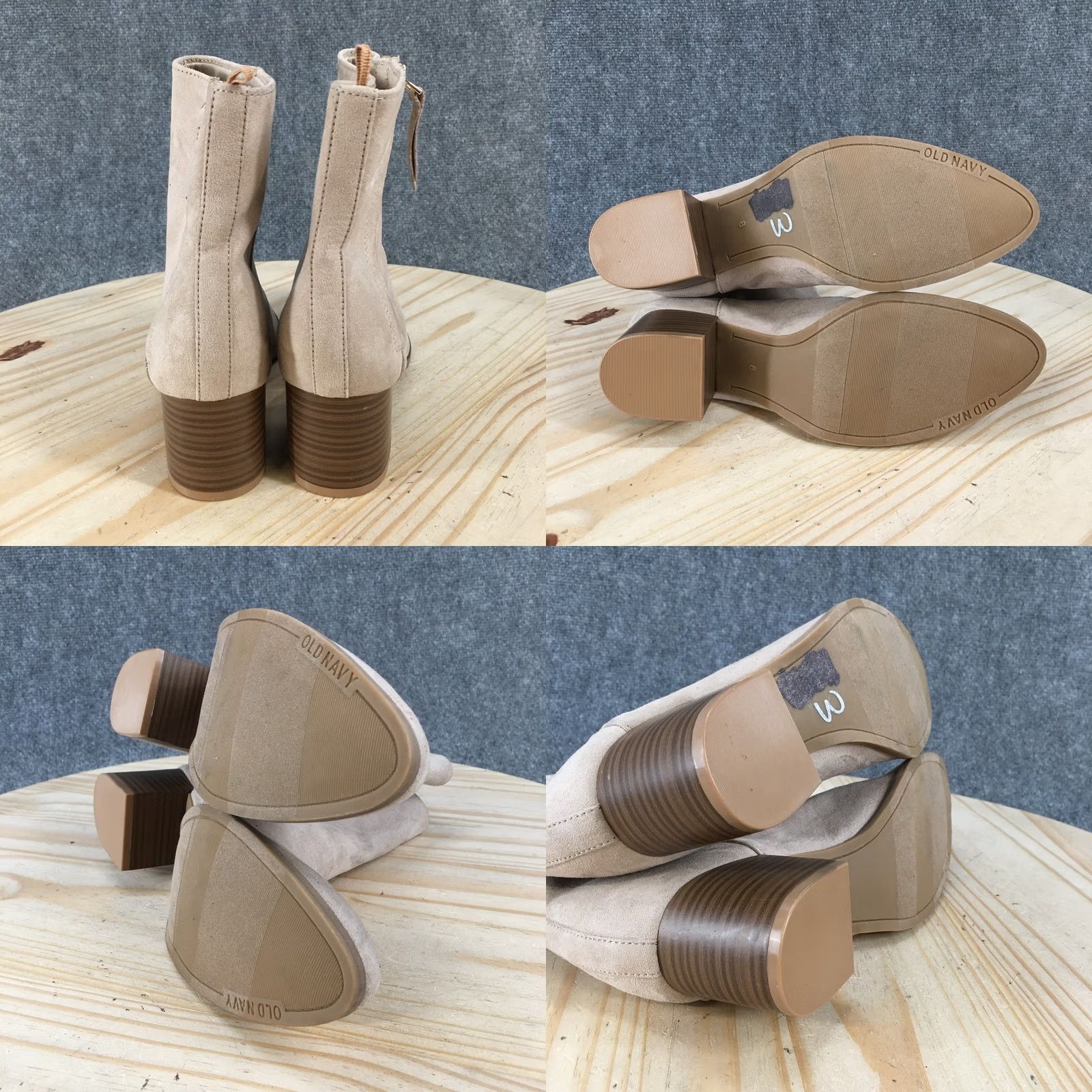 Old Navy Old Navy Boots Womens 8 Casual Side Zip Ankle Booties Beige Faux Suede Heels Size US 8 / IT 38 - 9 Thumbnail