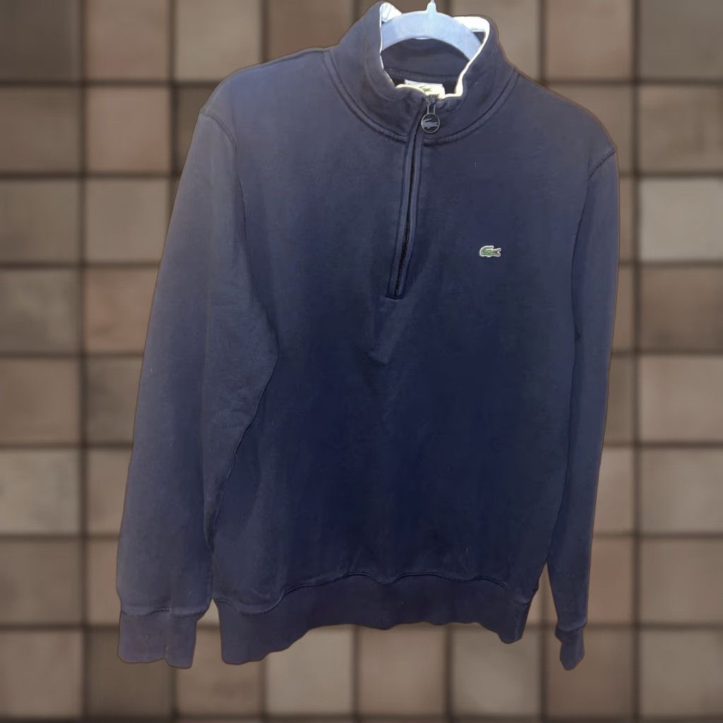 Lacoste VINTAGE Lacoste Men’s Sweatshirt Large Blue 1/4 Zip Collared Knit Casual Golf Size US L / EU 52-54 / 3 - 1 Thumbnail