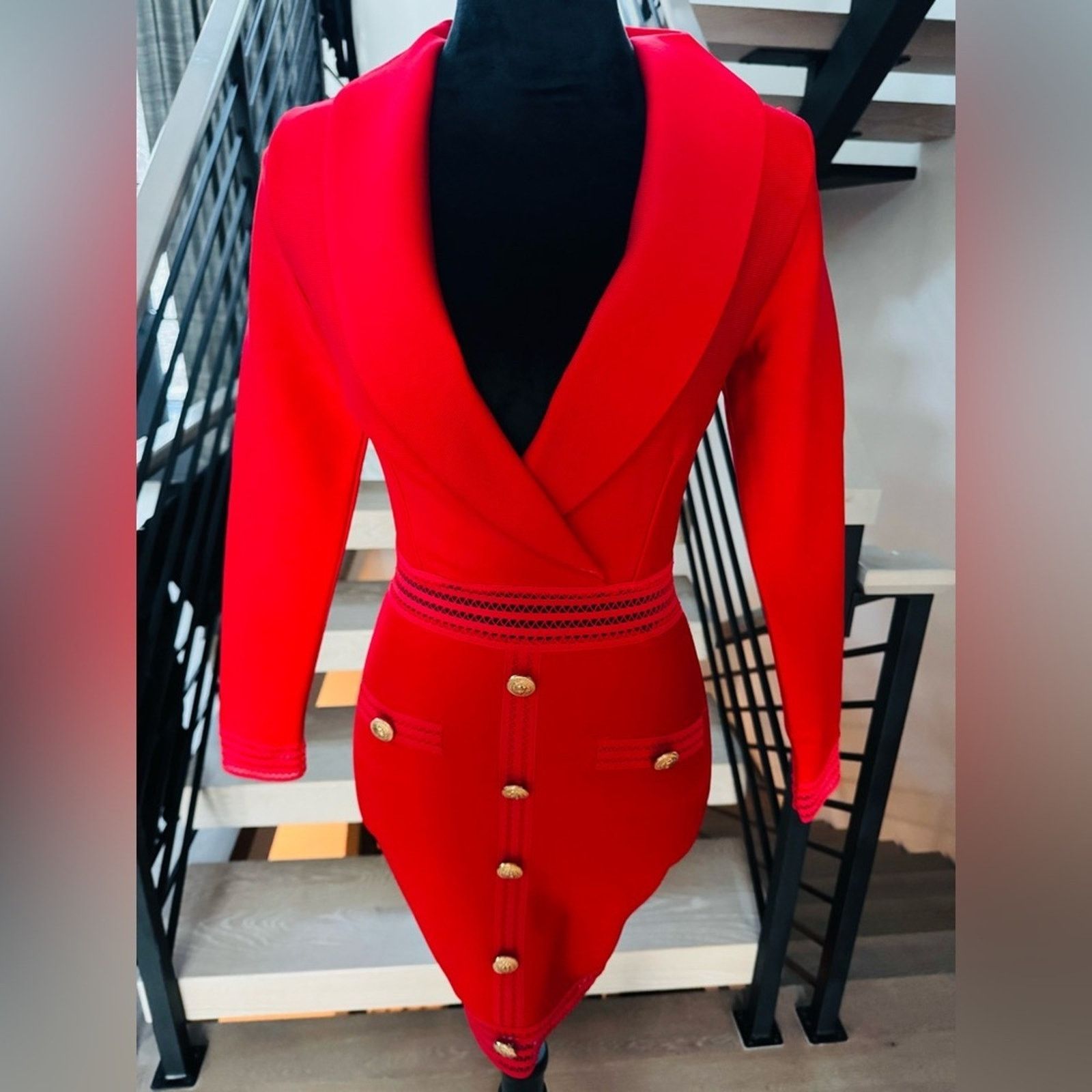 Other New Y2K Elegant Red Women's Blazer Bodycon Mesh Dress Size S / US 4 / IT 40 - 2 Thumbnail