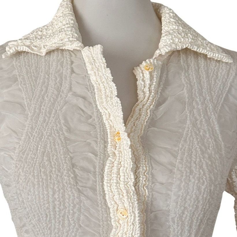 Junya Watanabe Vintage Peplum by Yoshiki Hishinuma Crinkle Pleated Blouse Size S / US 4 / IT 40 - 2 Thumbnail