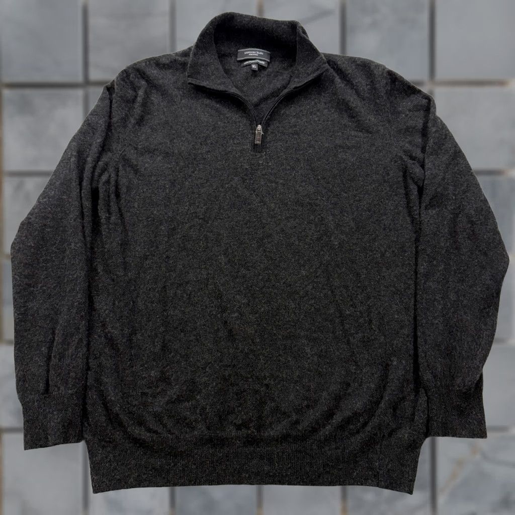 Vintage Mantovani Studio Sweater Charcoal XL Mock Neck Quarter Zip 100% Italian Cashmere Men Knit Pullover Size US XL / EU 56 / 4 - 1 Thumbnail