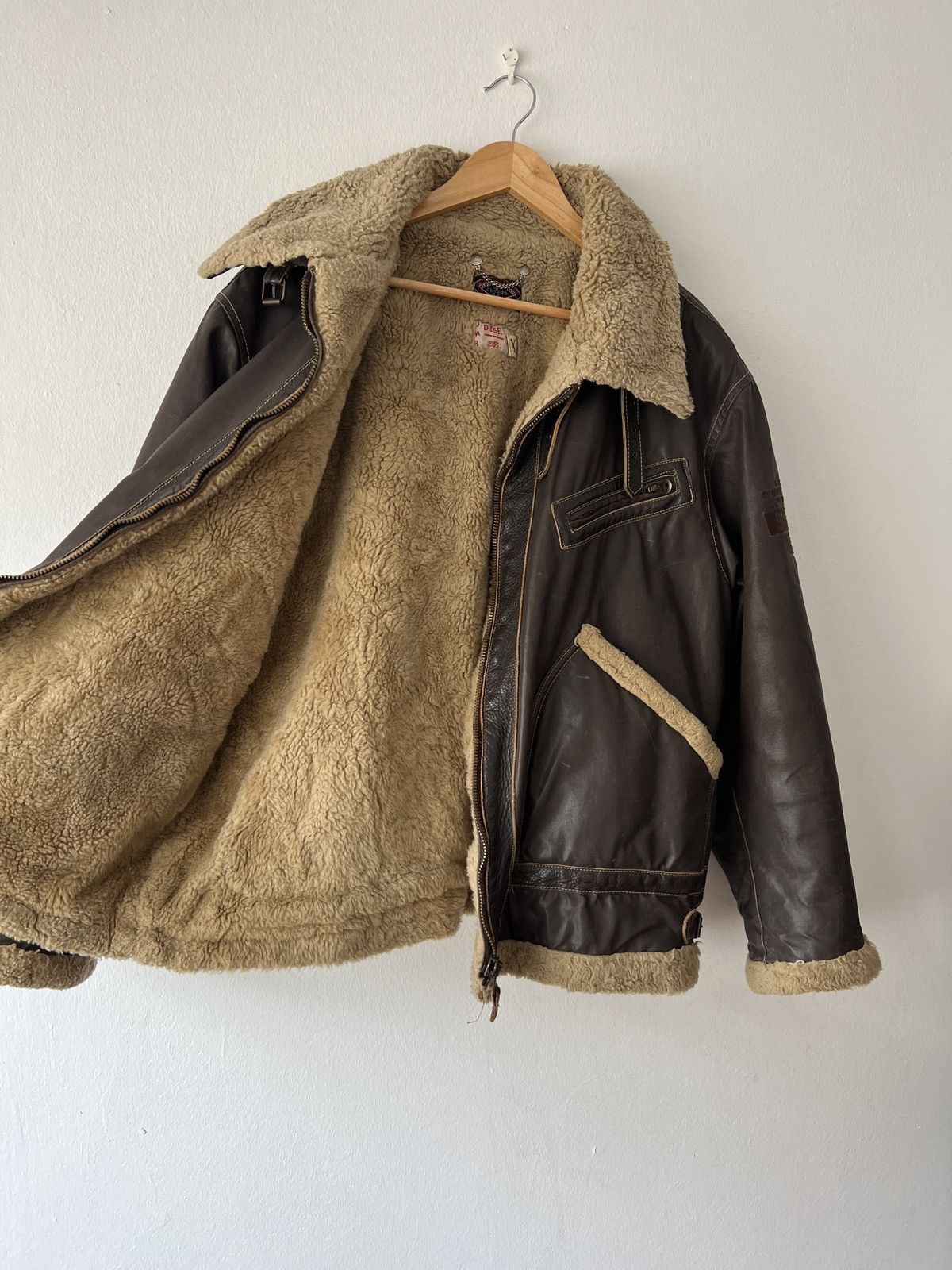 Diesel × Japanese Brand × Vintage Diesel DMB 1955 Vintage Waxed Cotton & Shearling Jacket Size US XL / EU 56 / 4 - 13 Thumbnail