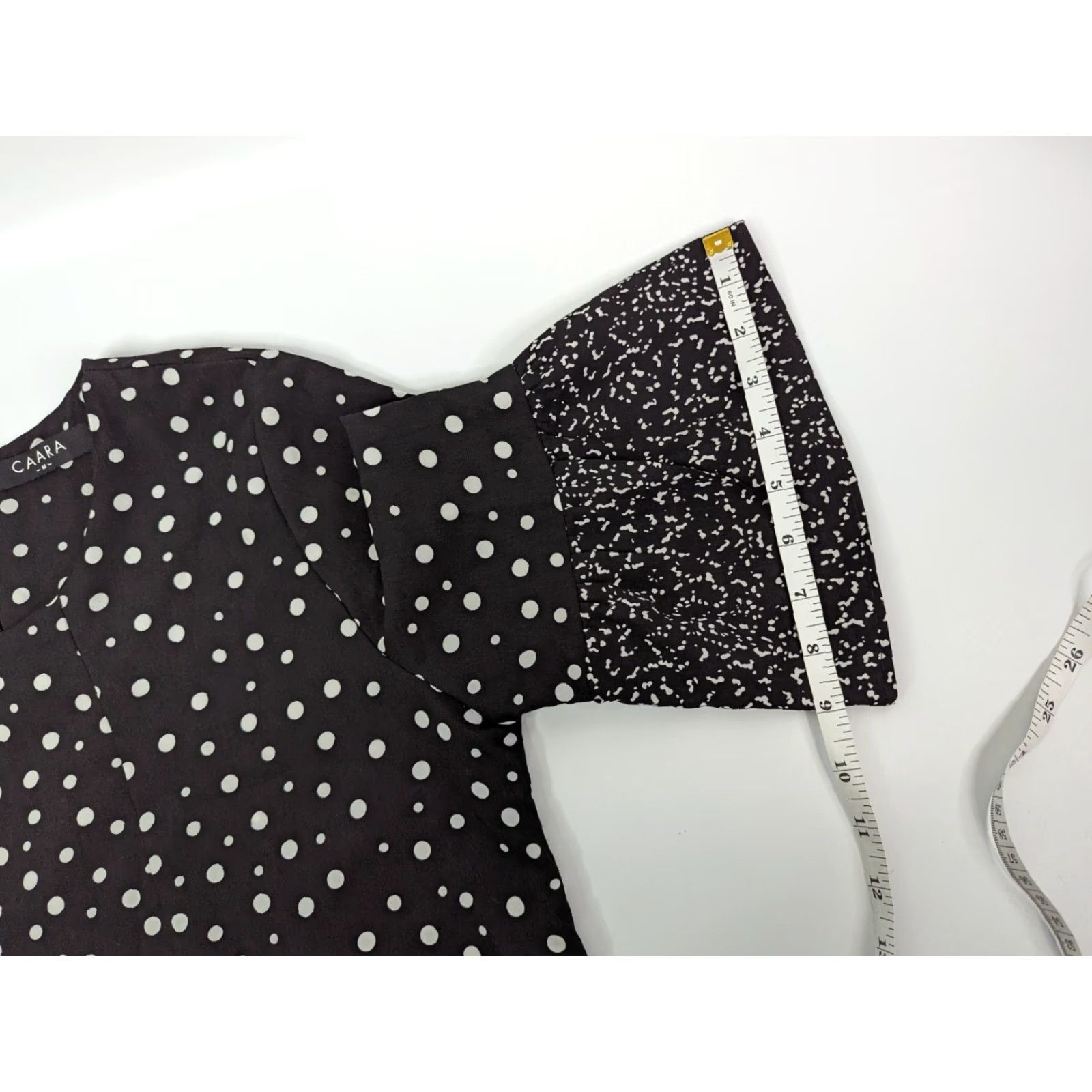 Vintage CAARA Womens Dress Millazo Black Polka Dot Short Sleeve Knee Length Casual Shift M Metro Size M / US 6-8 / IT 42-44 - 7 Thumbnail