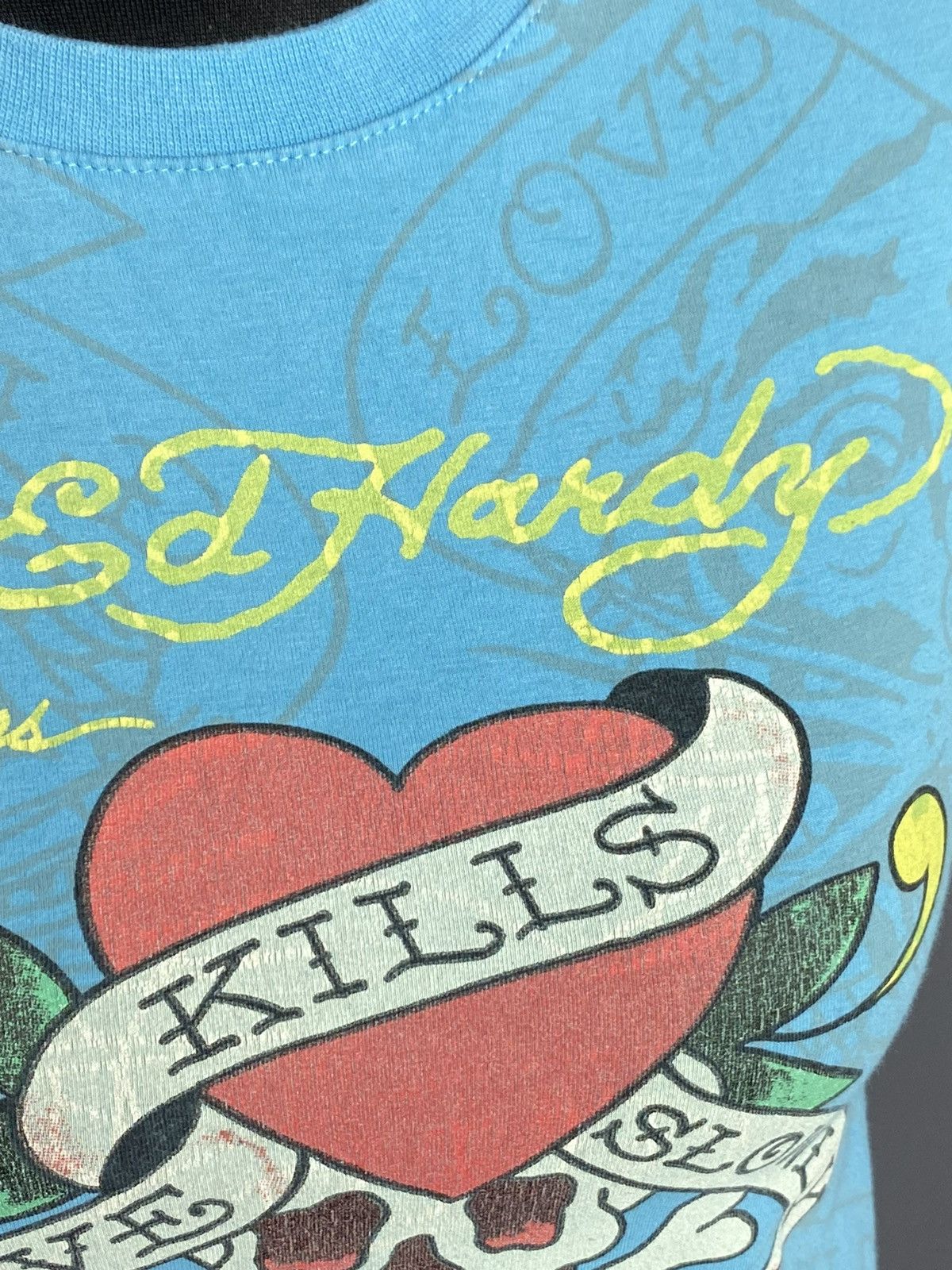 Ed Hardy Ed Hardy Cropped T-Shirt Blue Graphic Skull Animal Size M Size M / US 6-8 / IT 42-44 - 4 Thumbnail