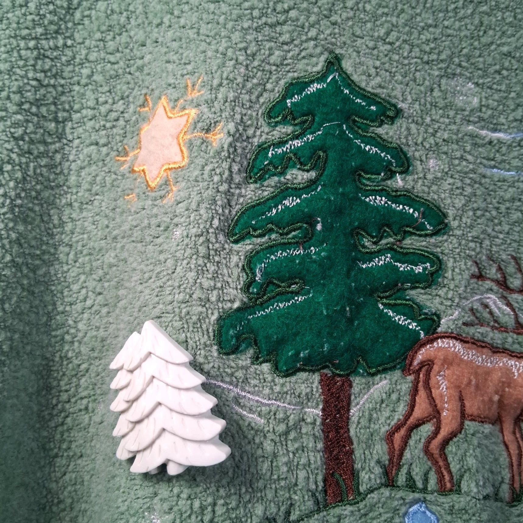 Vintage VINTAGE Bobbie Brooks Fleece Shirt Women Plus 26/28 Green Deer Snow Embroidered Christmas Winter Cozy Size 4XL / US 24-26 - 7 Thumbnail