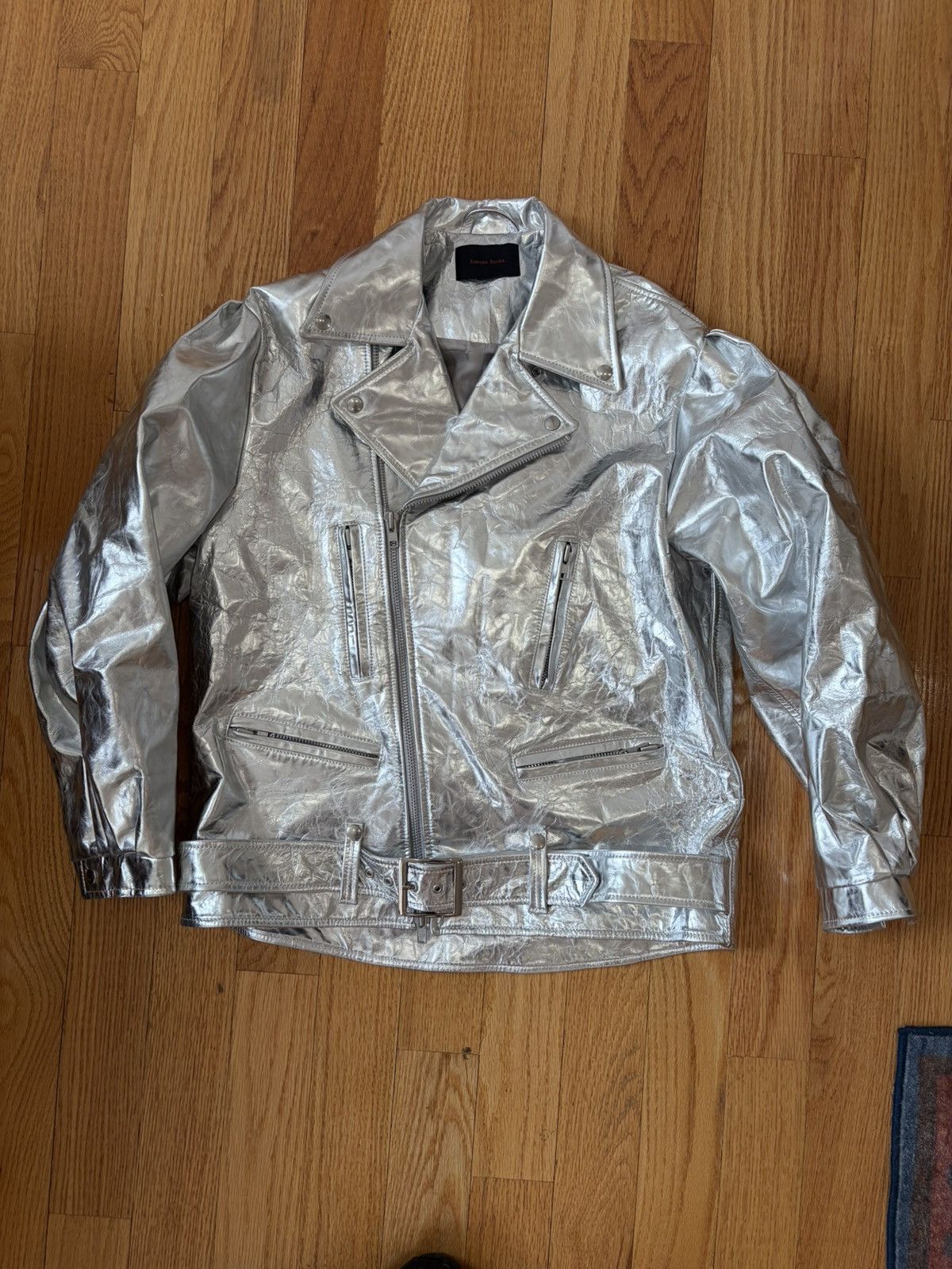 Simone Rocha Simone Rocha SS24 Mens Metallic Leather Biker Jacket Size US S / EU 44-46 / 1 - 1 Thumbnail