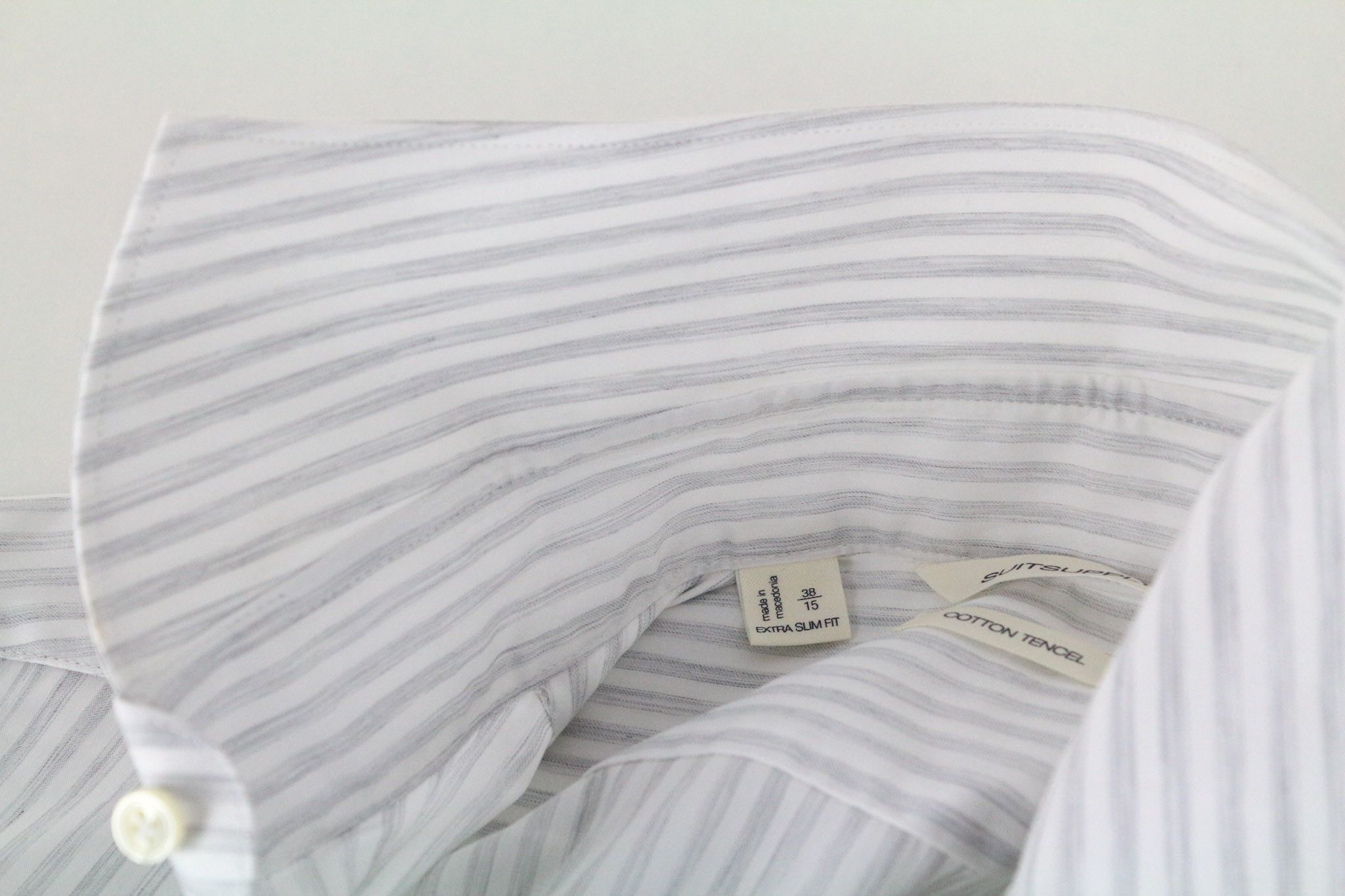 Suitsupply 38/15 Extra Slim Grey Cotton Blend Striped 72839 Size 38R - 11 Thumbnail