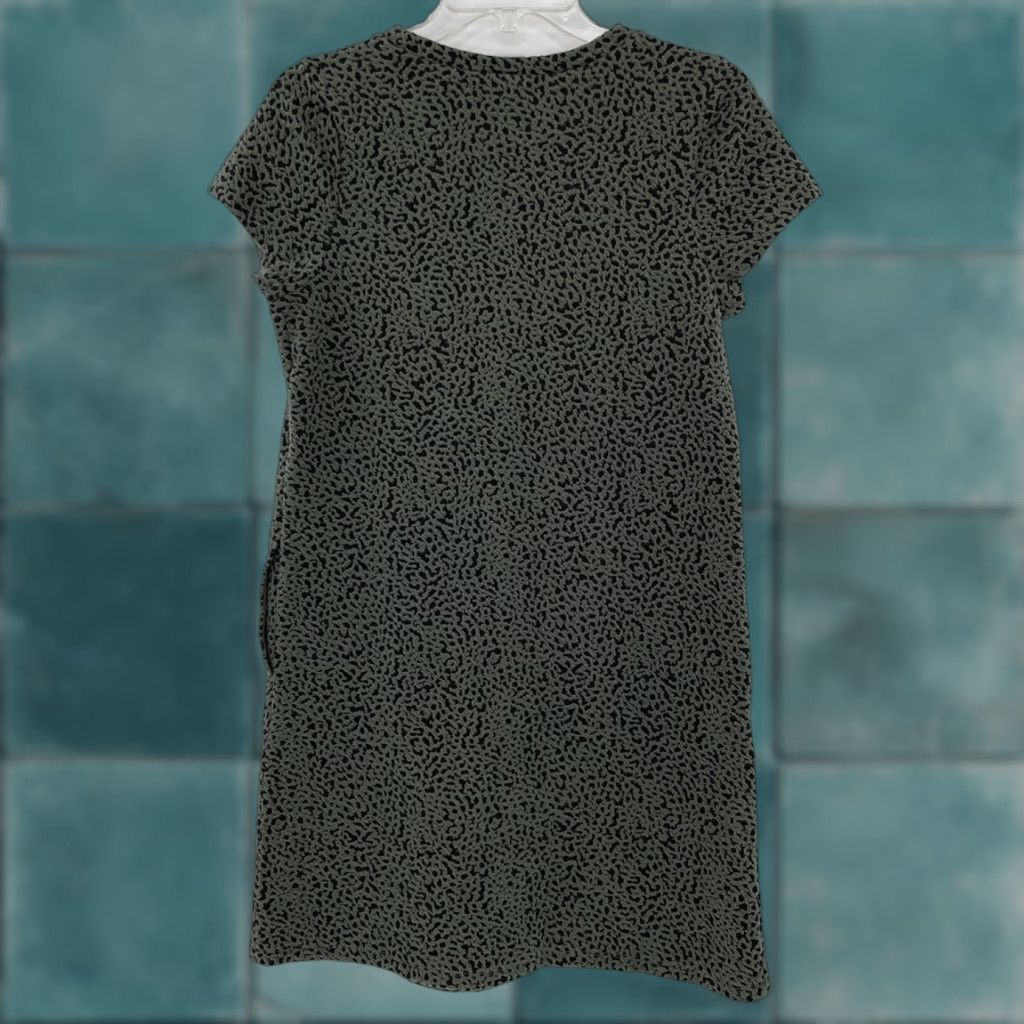 Loft LOFT Green Black Textured Shift Dress Pockets Short Sleeve PS Petite Women Shirt Dress Mens Womens Girls Boys? Size 28" / US 6 / IT 42 - 1 Thumbnail