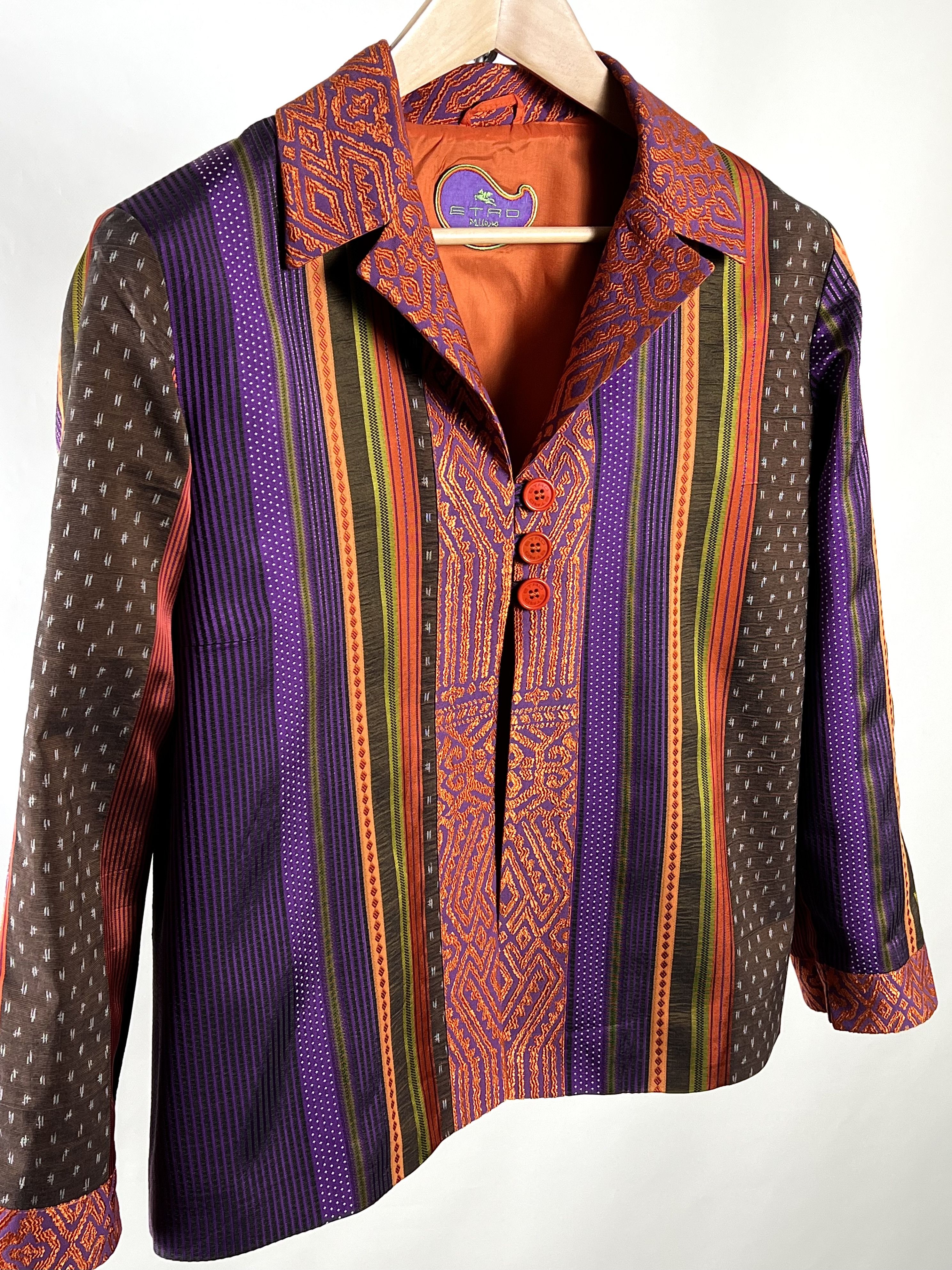 Etro Etro Striped Silk Multicolor Light Jacket Blazer Size M / US 6-8 / IT 42-44 - 12 Thumbnail