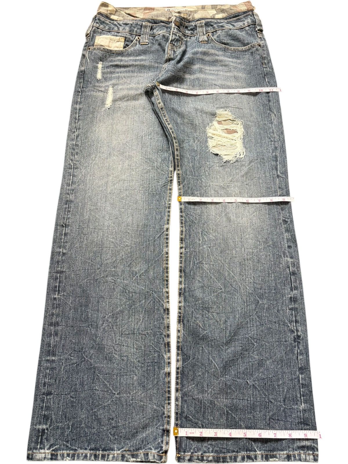 Fubu Vintage Japanese Brand Double Waist Distress Baggy Jeans Size 32" / US 10 / IT 46 - 8 Thumbnail