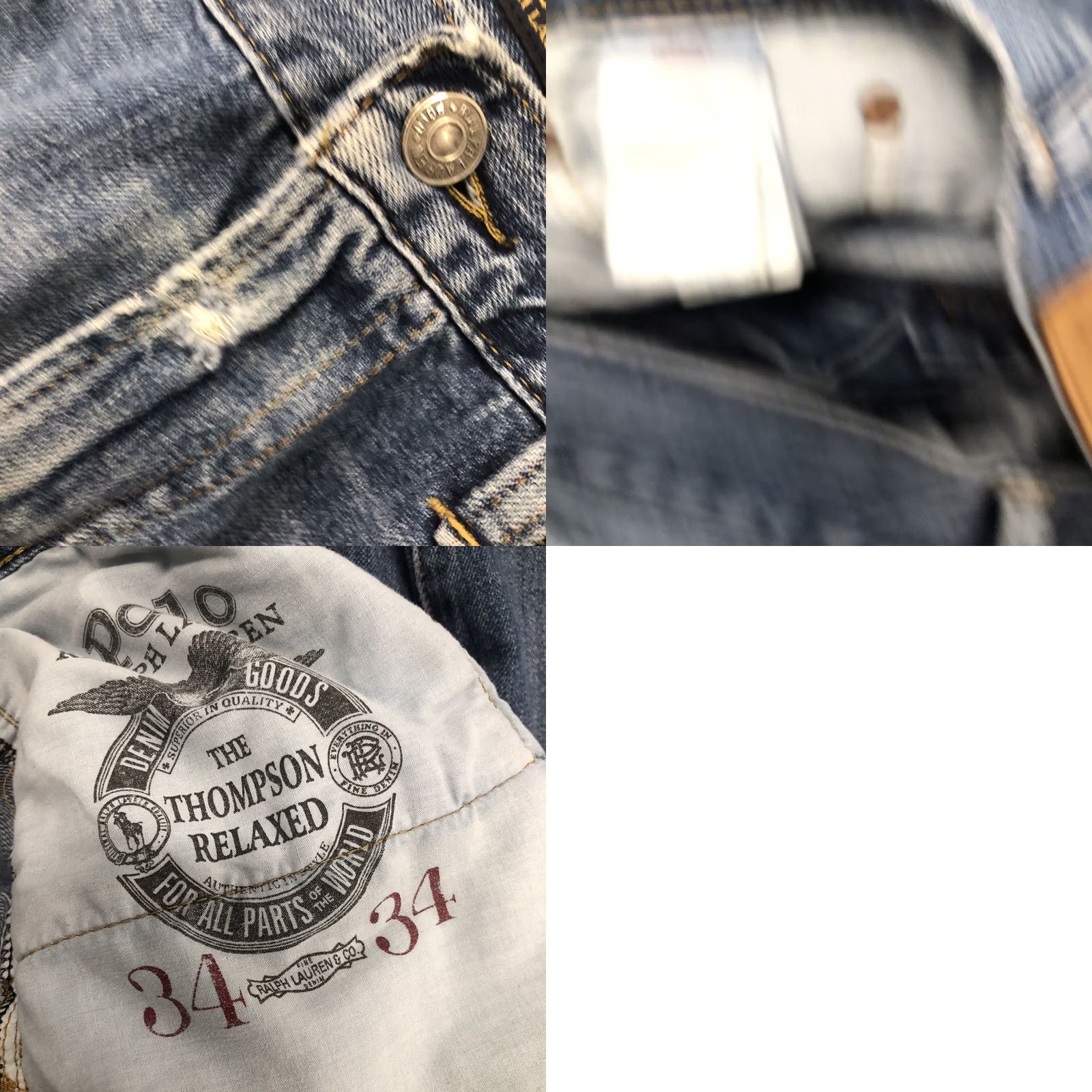 Polo Ralph Lauren Polo Ralph Lauren Jeans Mens 34x32.5 Blue Thompson Relaxed Straight Med Wash Size US S / EU 44-46 / 1 - 9 Thumbnail