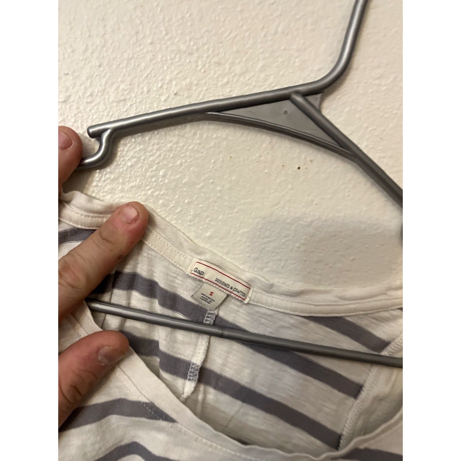 Gap GAP Tank Women S White Gray Striped Sleeveless Open Knit Casual Basic 100% Cotton Knit Lightweight Easy Care Size S / US 4 / IT 40 - 3 Thumbnail