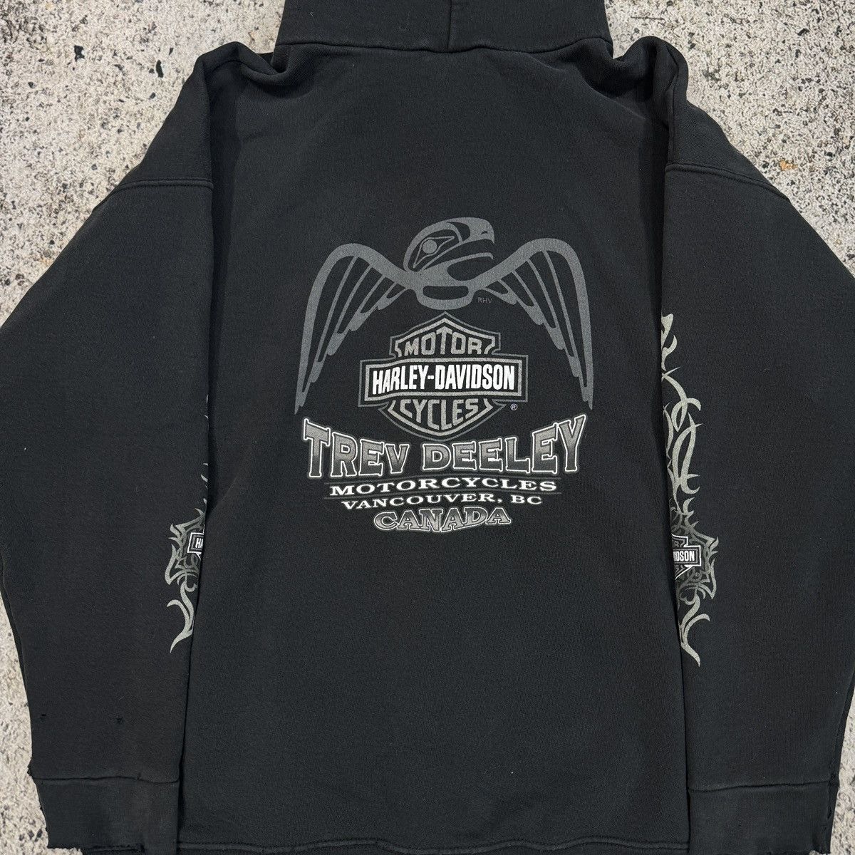 Harley Davidson Thrashed Faded Distressed Harley Hoodie ERD Grunge Chrome Size US XXL / EU 58 / 5 - 8 Thumbnail