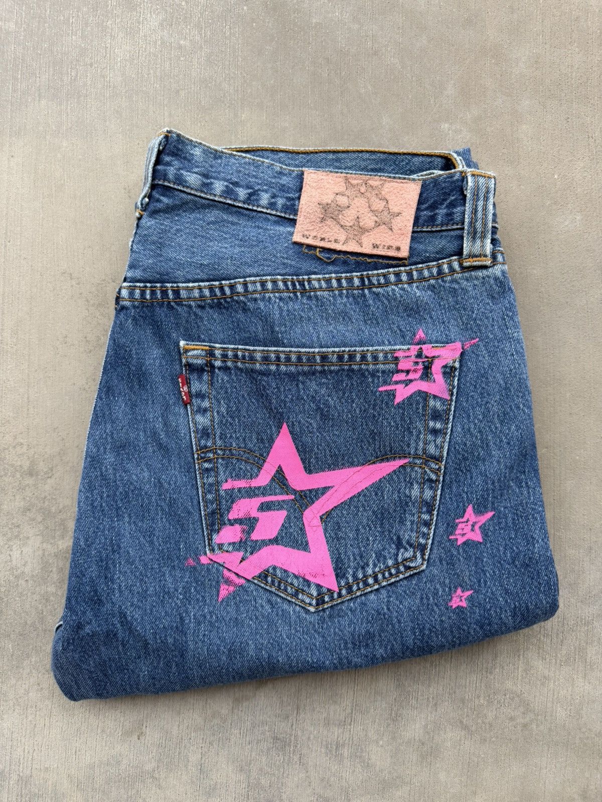 Sp5der Sp5der 5Star Vintage Indigo Jeans 38 NWT Pink Star Denim Size US 38 / EU 54 - 6 Thumbnail