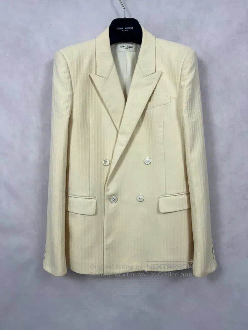 Saint Laurent Paris Beige Thin Striped Suit Set
