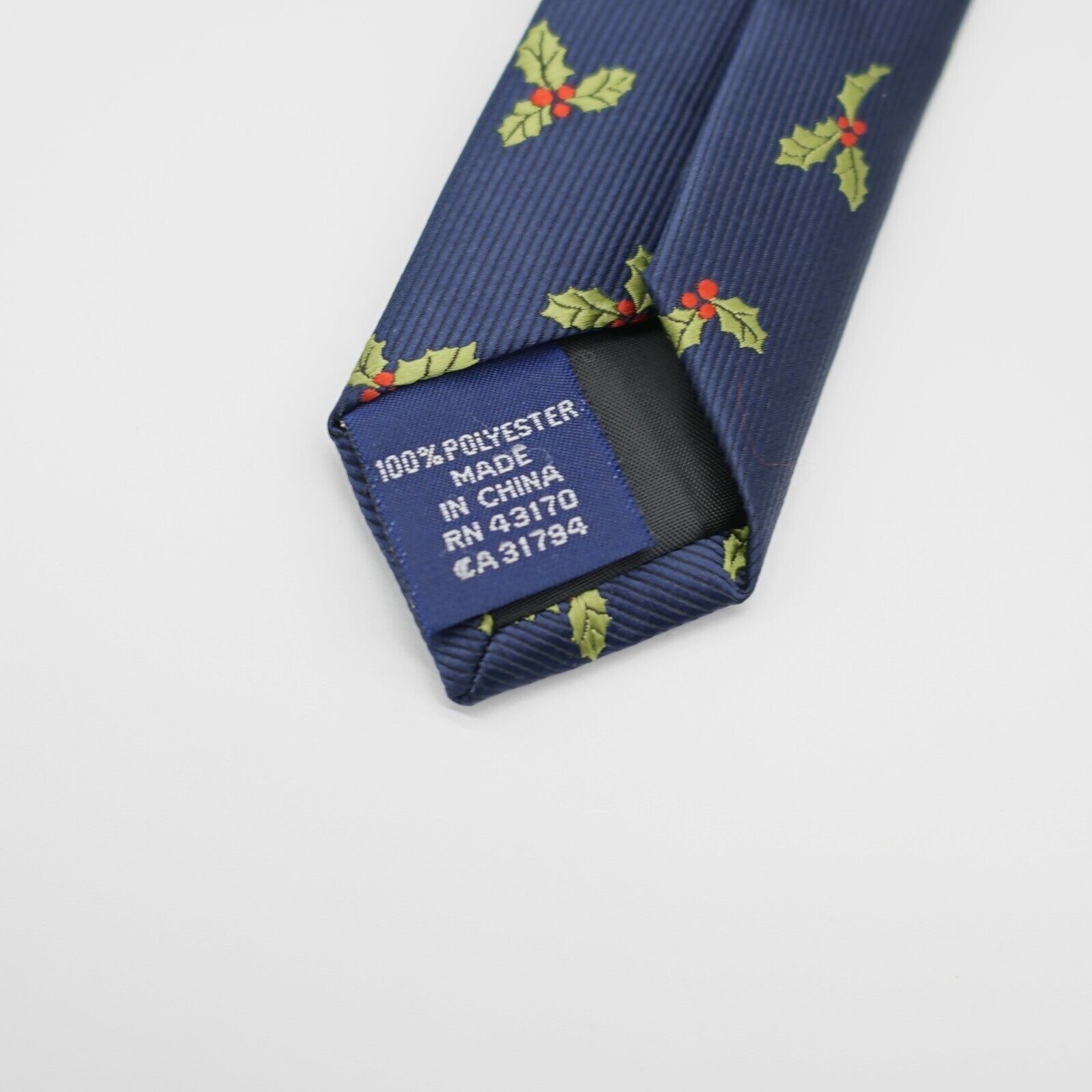 John Ashford John Ashford Blue Woven Christmas Mistletoe Polyester Tie Size ONE SIZE - 4 Thumbnail