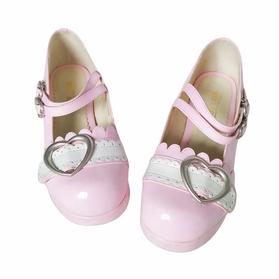 Japanese Brand Bodyline archive pink mary janes with a heart shaped buckle Size US 5 / IT 35 - 1 Thumbnail