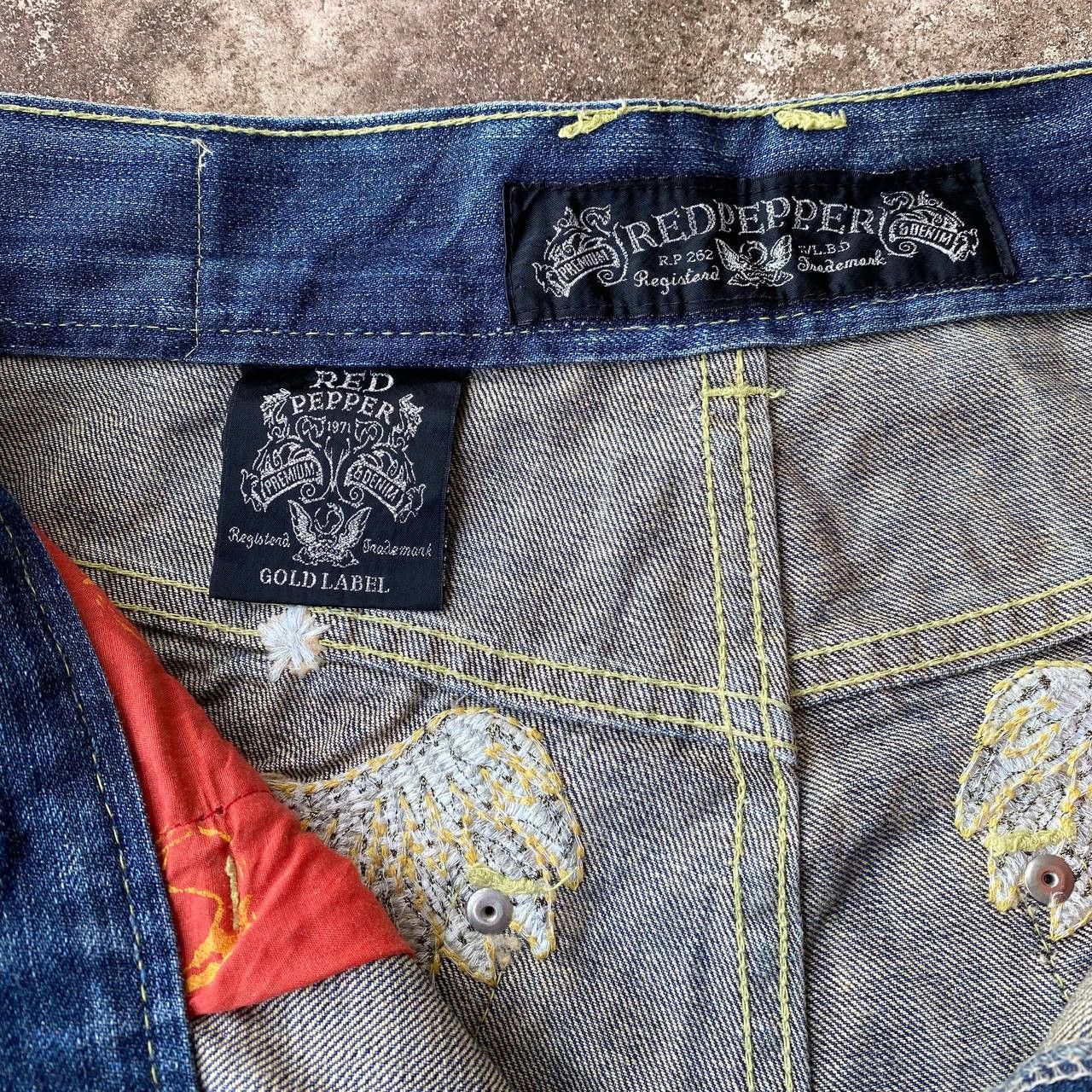 Japanese Brand × Le Grande Bleu (L.G.B.) × Tornado Mart A BEAUTIFUL FLARE DENIM RED PEPPER GOLD LABEL EAGLE WING Size US 31 - 4 Thumbnail