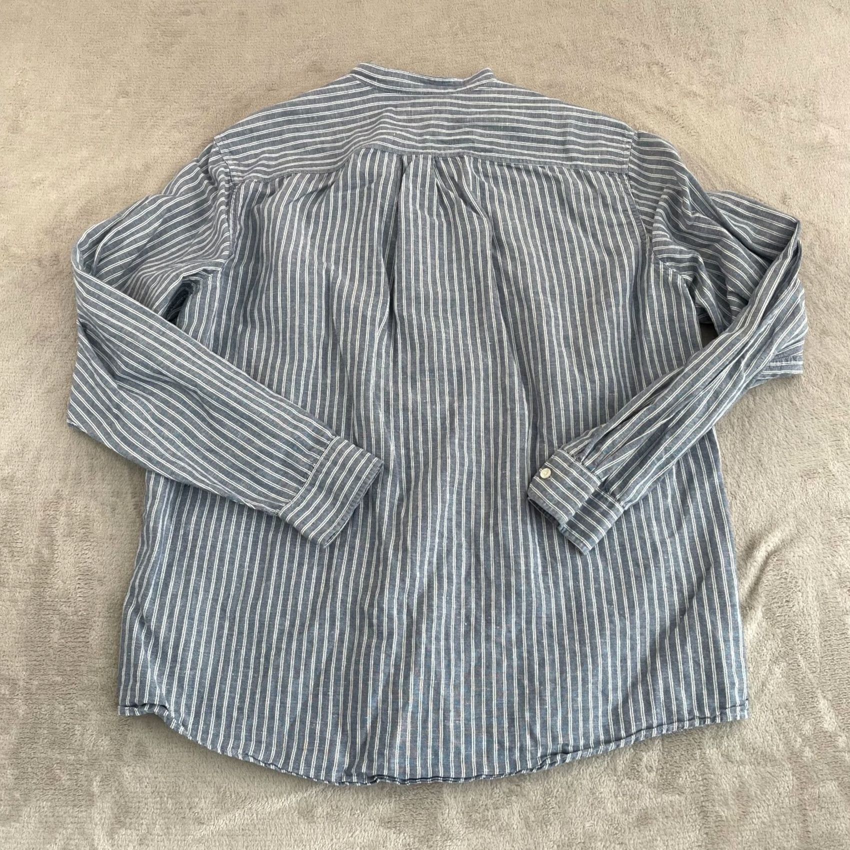Eddie Bauer VINTAGE Eddie Bauer Blade Collar Shirt Men Large Blue Striped Linen Blend Relaxed Fit Size US L / EU 52-54 / 3 - 4 Thumbnail