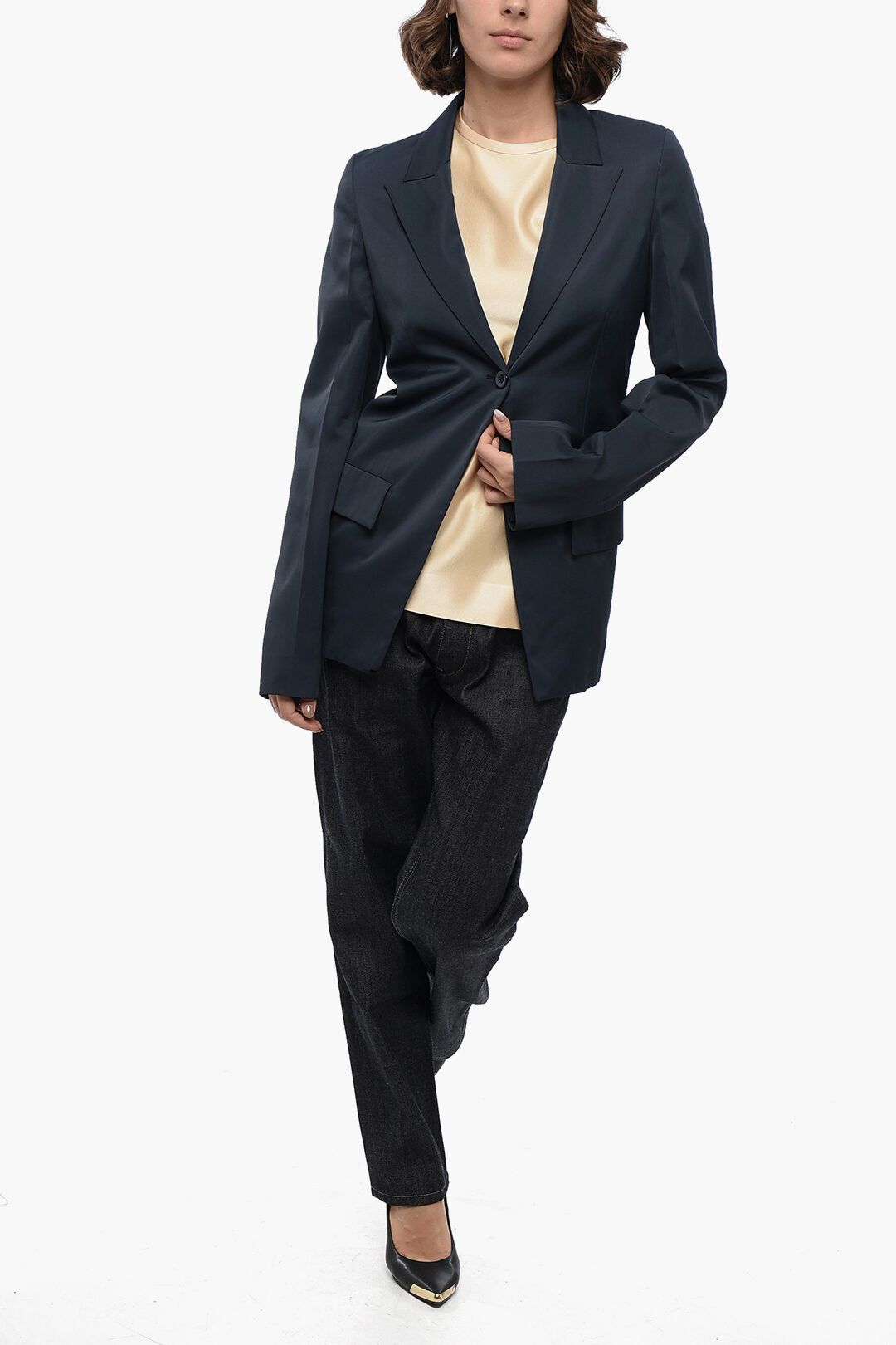 Jil Sander og1mm1225 Viscose Slim Fit Blazer in Blue Size S / US 4 / IT 40 - 4 Thumbnail