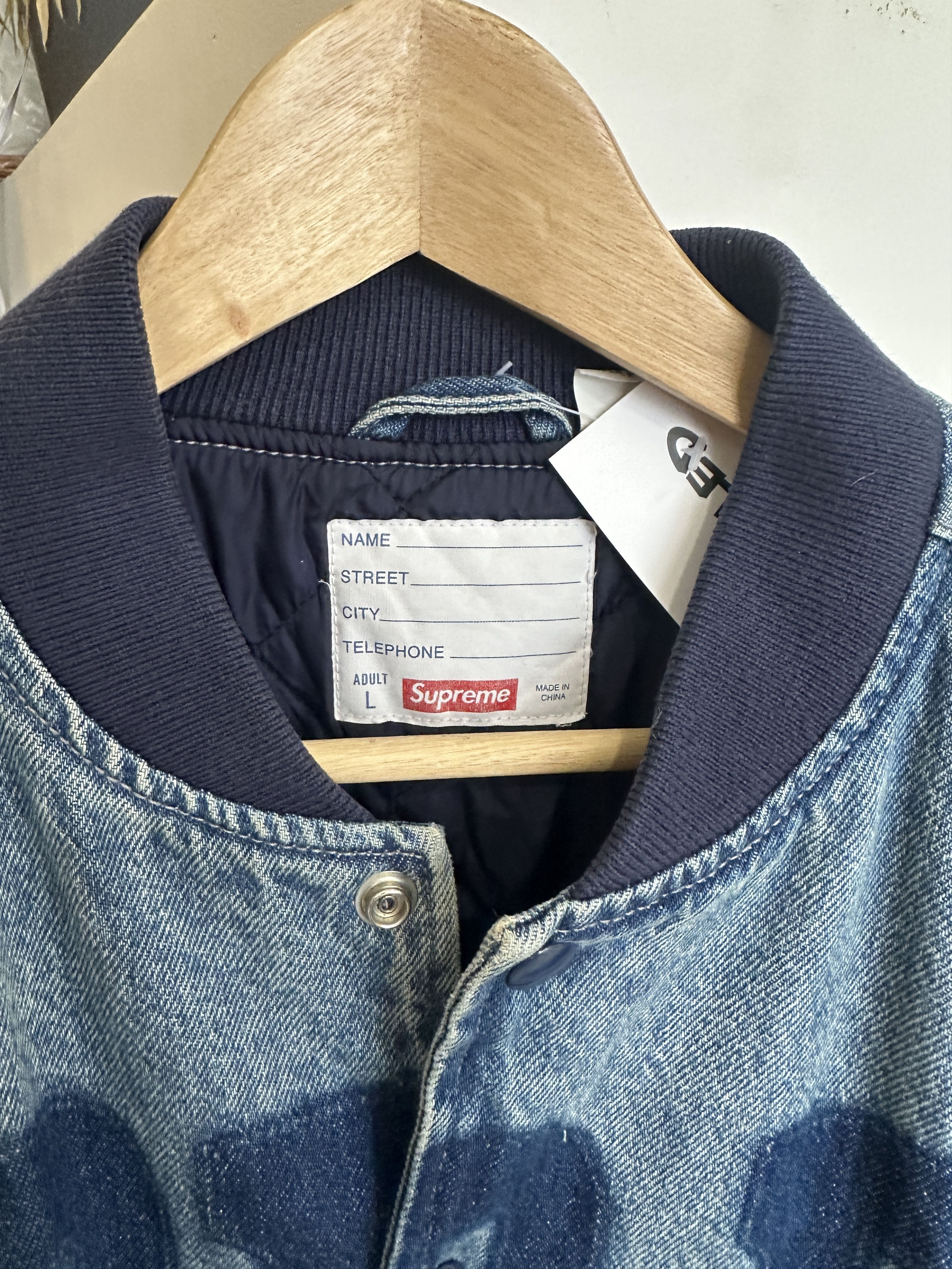 Supreme Supreme Washed Knockout Denim Varsity Jacket Size US L / EU 52-54 / 3 - 4 Thumbnail