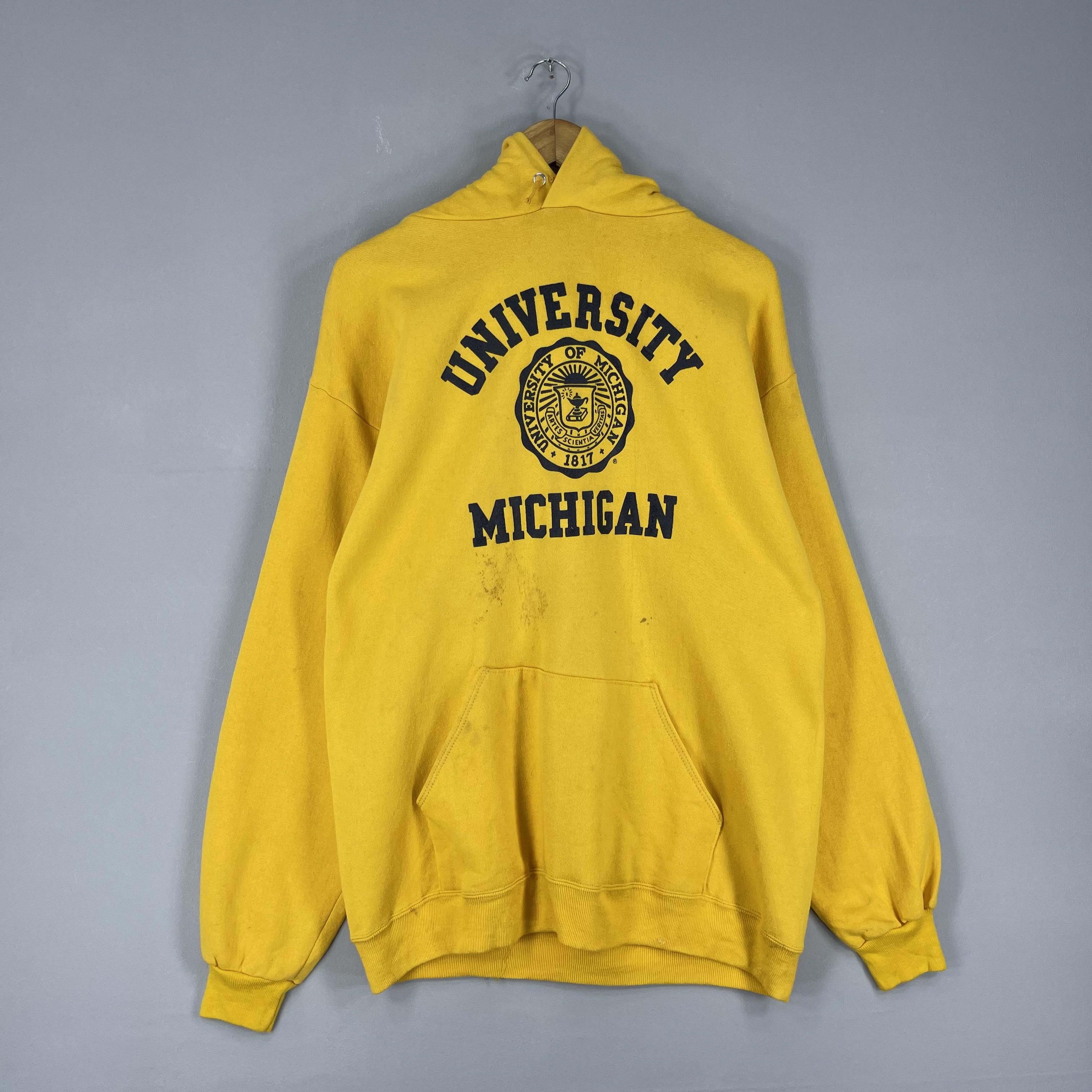 Vintage Vintage 90s UNIVERSITY Of MICHIGAN Spellout Pullover Hoodie Size US M / EU 48-50 / 2 - 3 Thumbnail