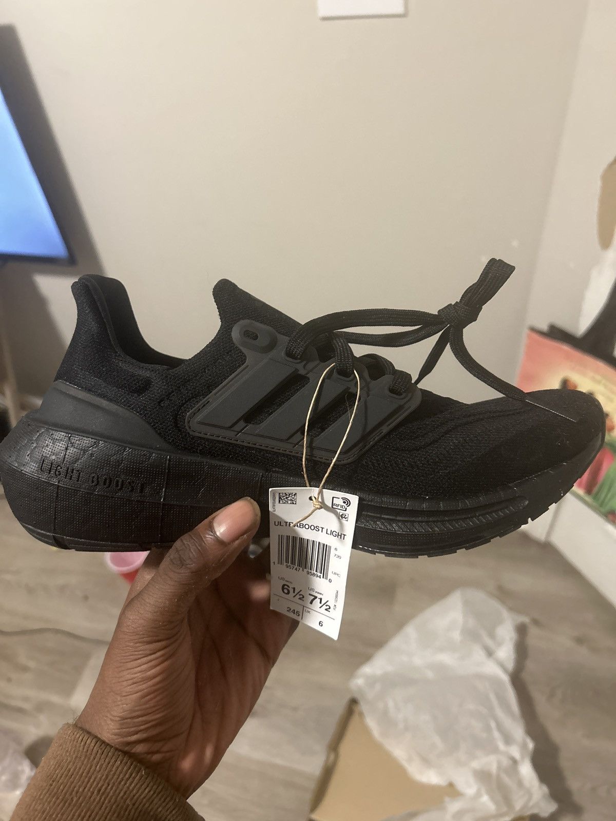 image of Adidas Ultraboost Light Shoes in Black, Women's (Size 7.5)