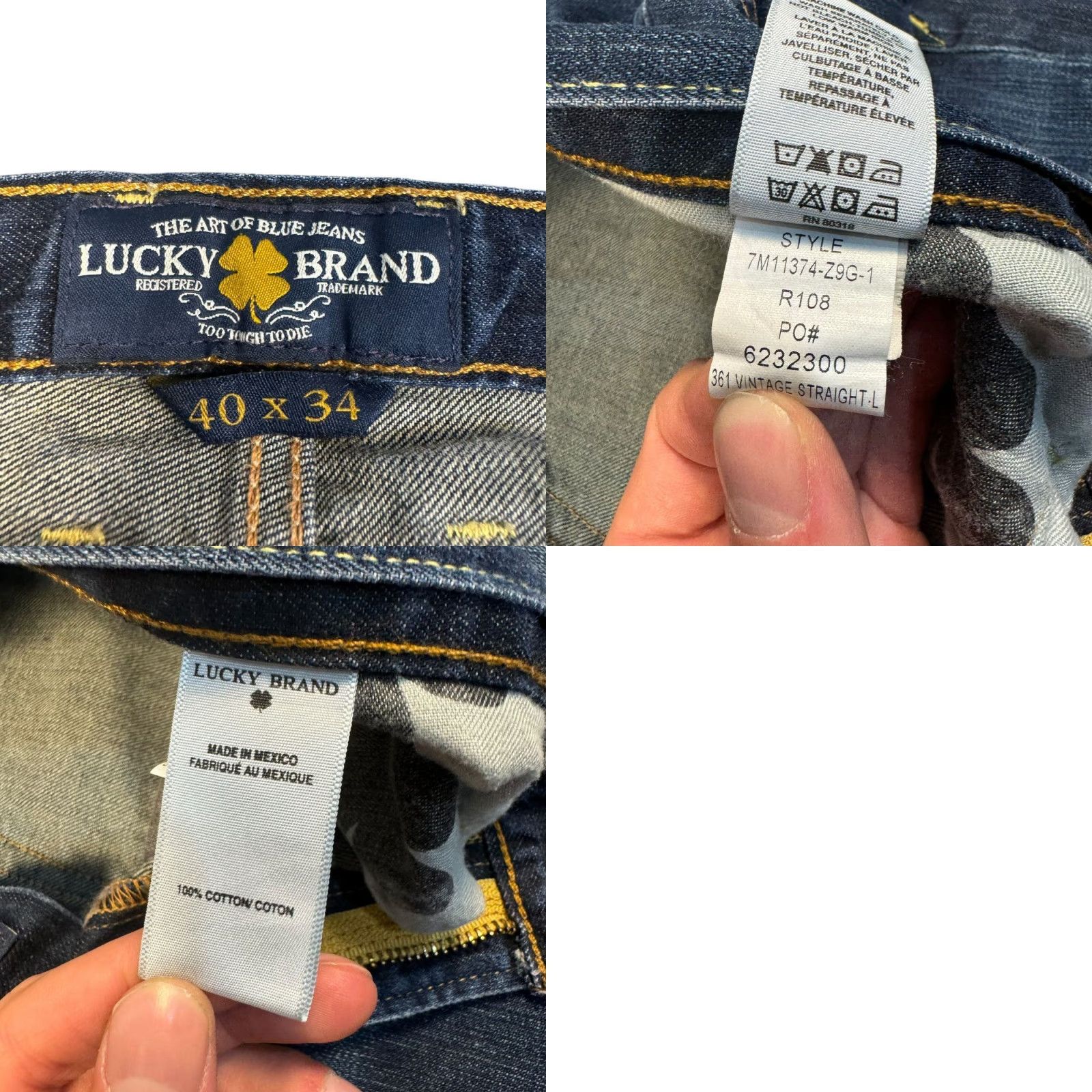 Lucky Brand Lucky Brand Jeans 361 Vintage Straight Leg Dark Wash Denim Skater Casual Mens Jeans 40 Regular Blue 34in Inseam Size US 40 / EU 56 - 9 Thumbnail