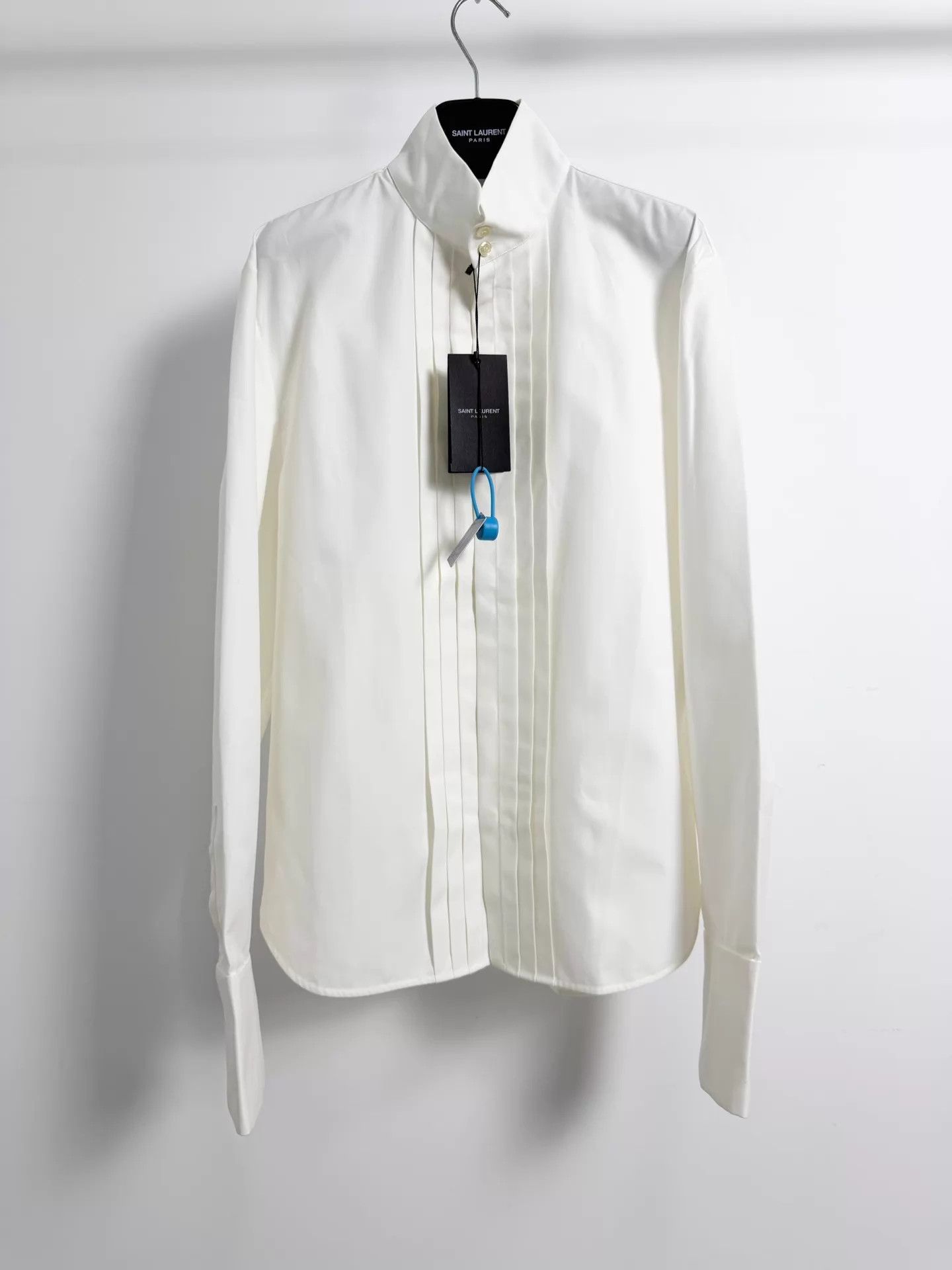 Saint Laurent Paris SLP 24ss White Stand Collar Pleated Dress Shirt 38 S Size US S / EU 44-46 / 1 - 1 Thumbnail