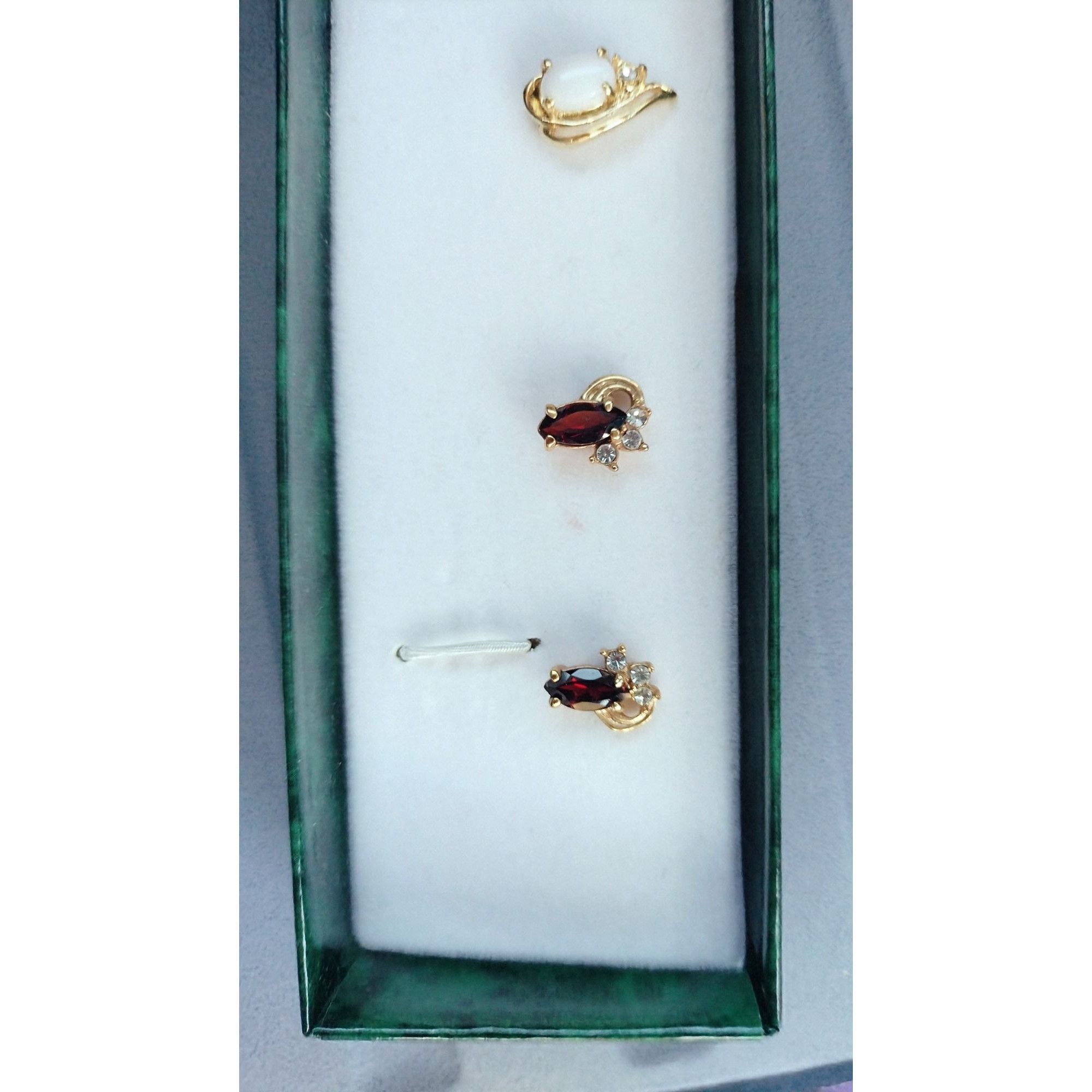 Other Earrings 3 Pairs Gold Tone Genuine Stones Gift Box Birthston Size ONE SIZE - 9 Thumbnail