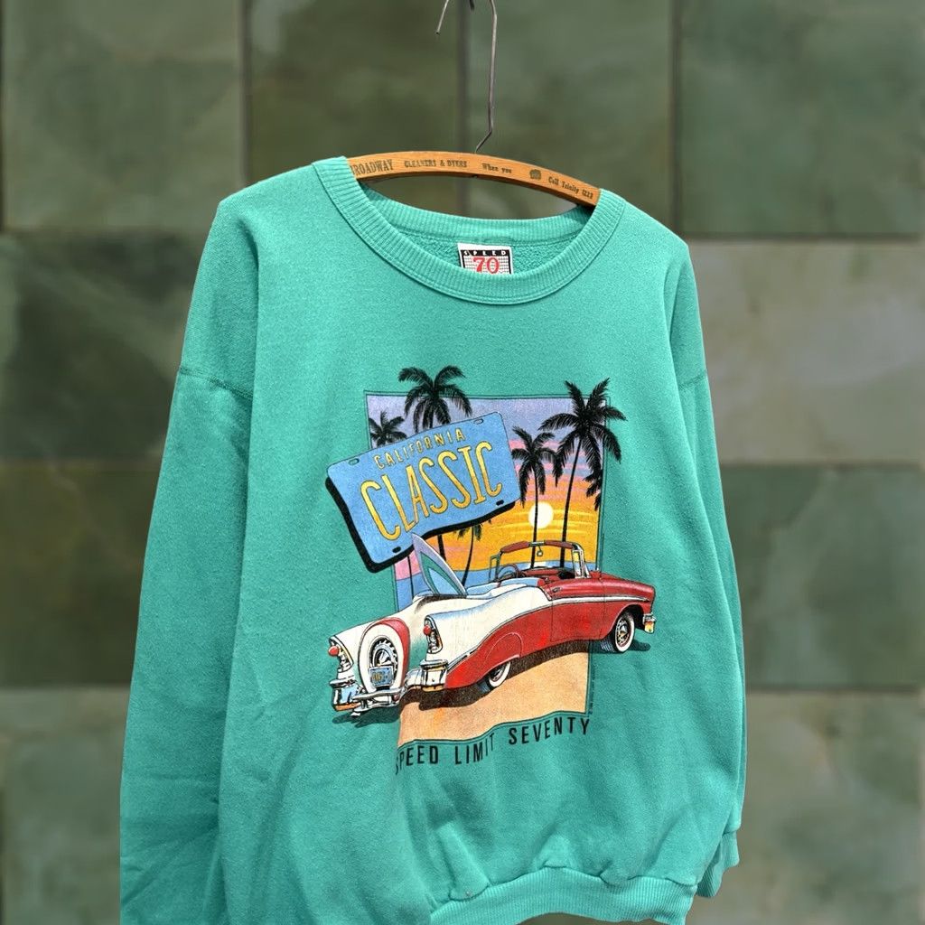 Vintage VINTAGE Speed Limit 70 Sweatshirt Classic Car Blue XL Mens 90s Pullover Shirt Size US XL / EU 56 / 4 - 1 Thumbnail