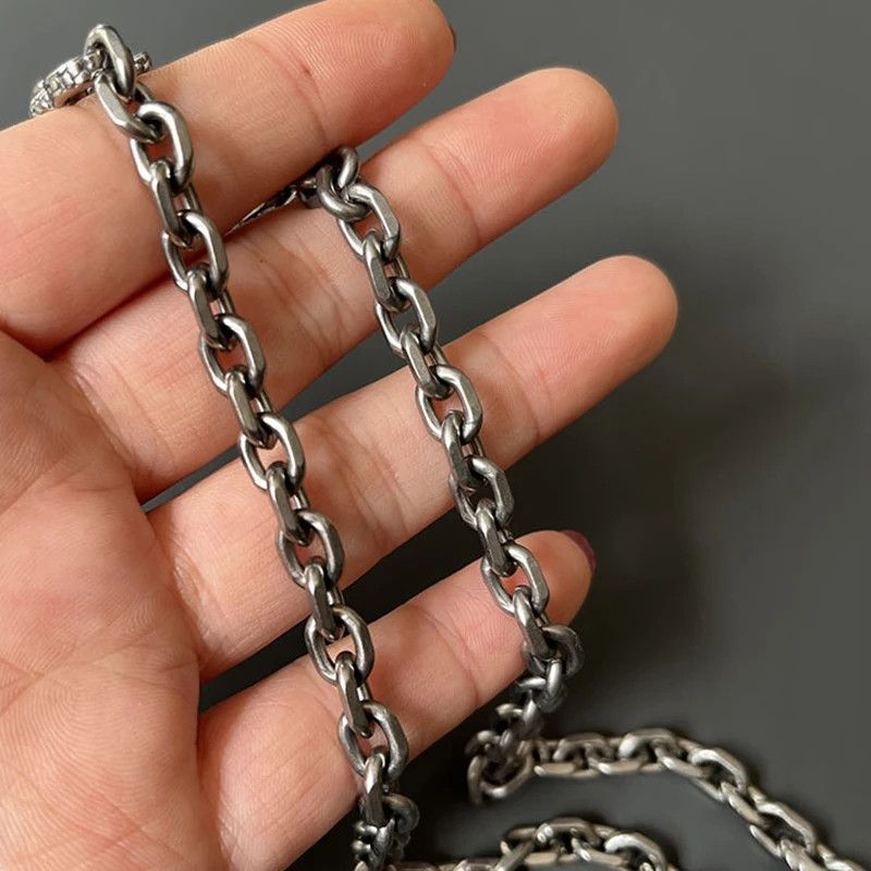 Jewelry Titanium 7mm 0 Shaped Chain Necklace Surface 8 Clasp (65mm) Size ONE SIZE - 1 Thumbnail